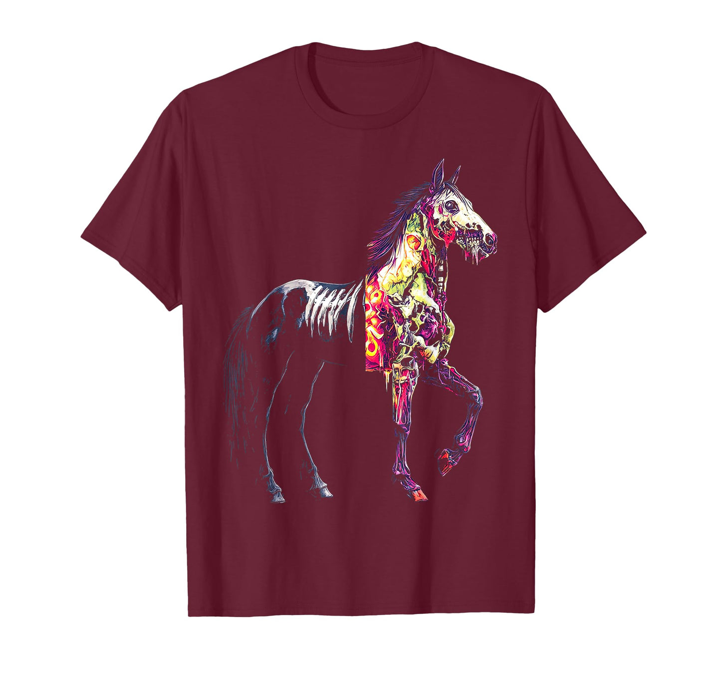 Halloween Horse Skeleton Zombie Animal Graphic Halloween T-Shirt