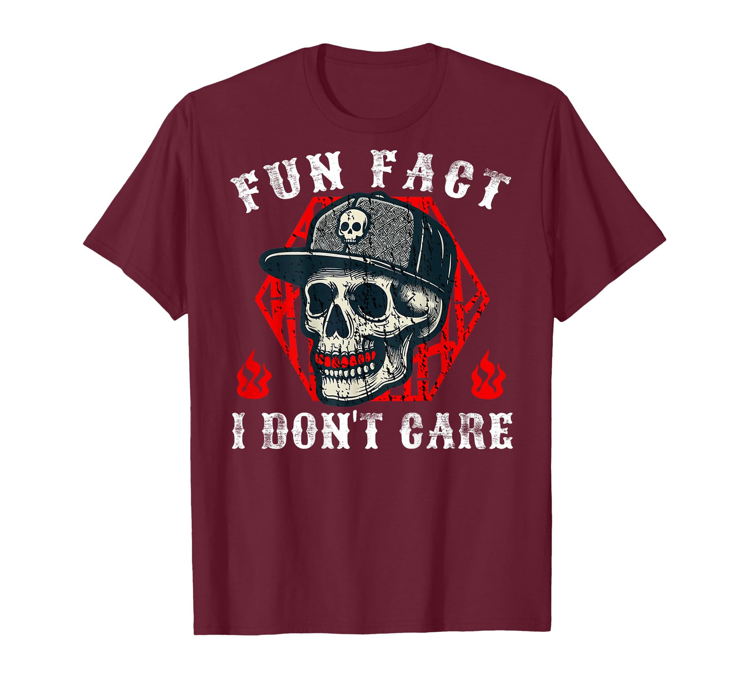 Fun Fact I Don't Care Funny Skeleton Sarcastic (ON Back) T-Shirt