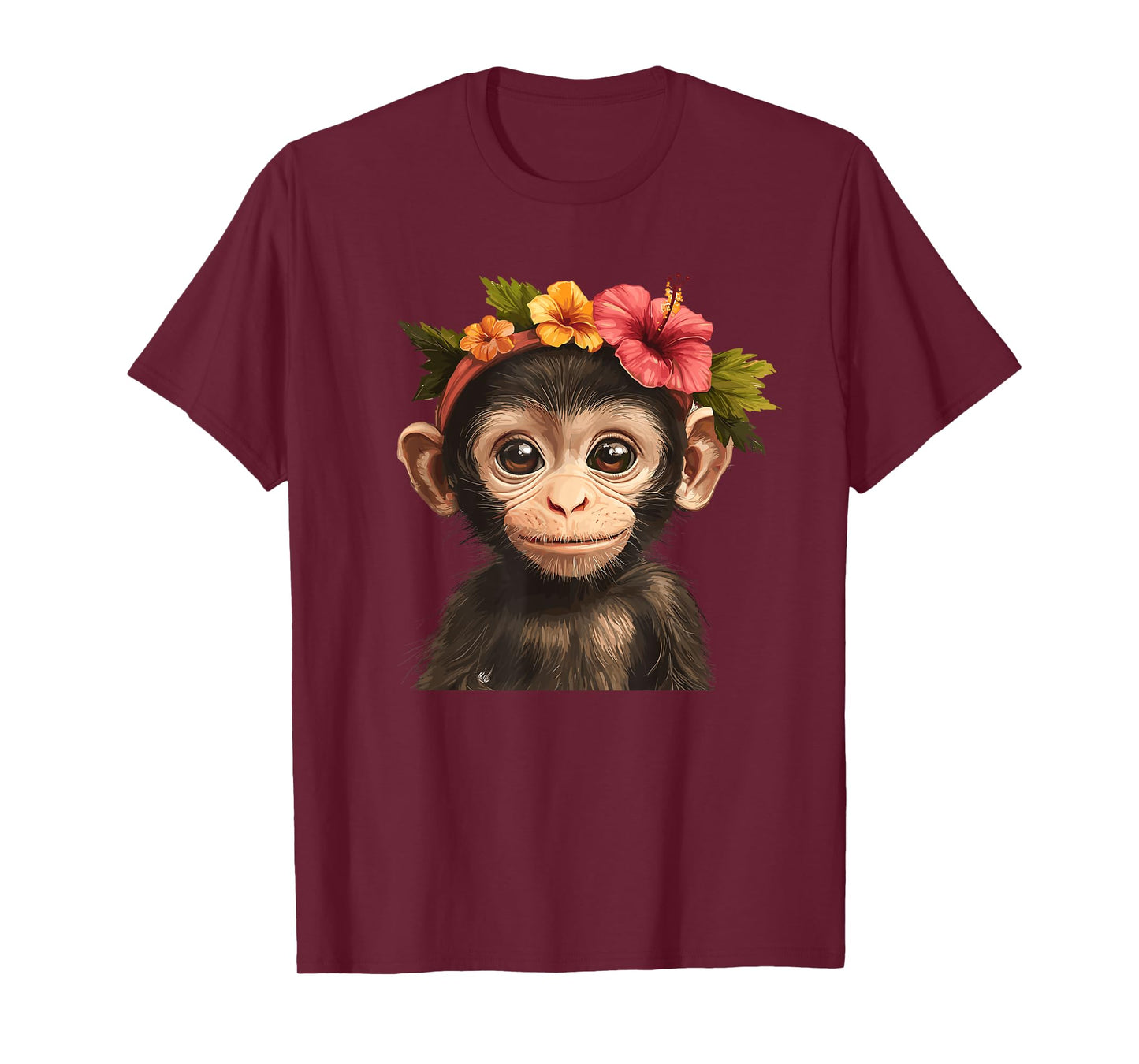 Cute Monkey With Flower Crown T-Shirt