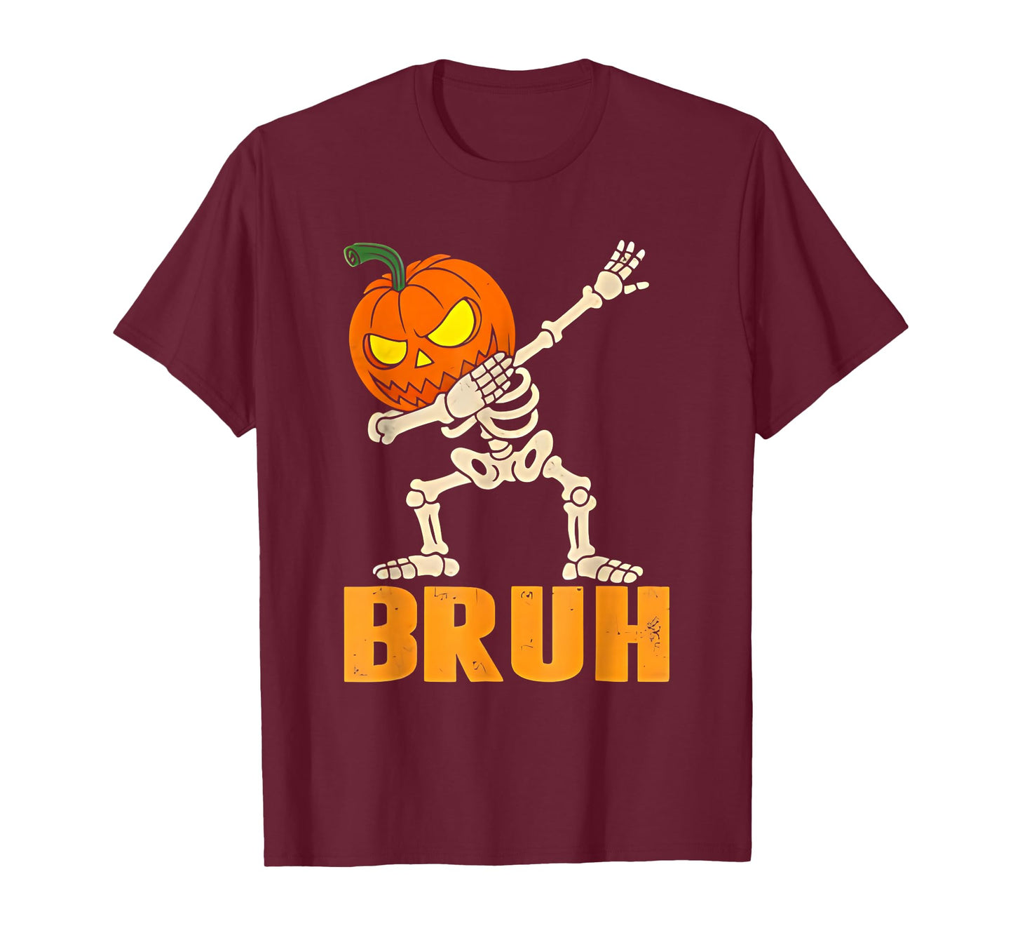 Bruh Skeleton Halloween Dabbing Boys Pumpkin Jack O Lantern T-Shirt