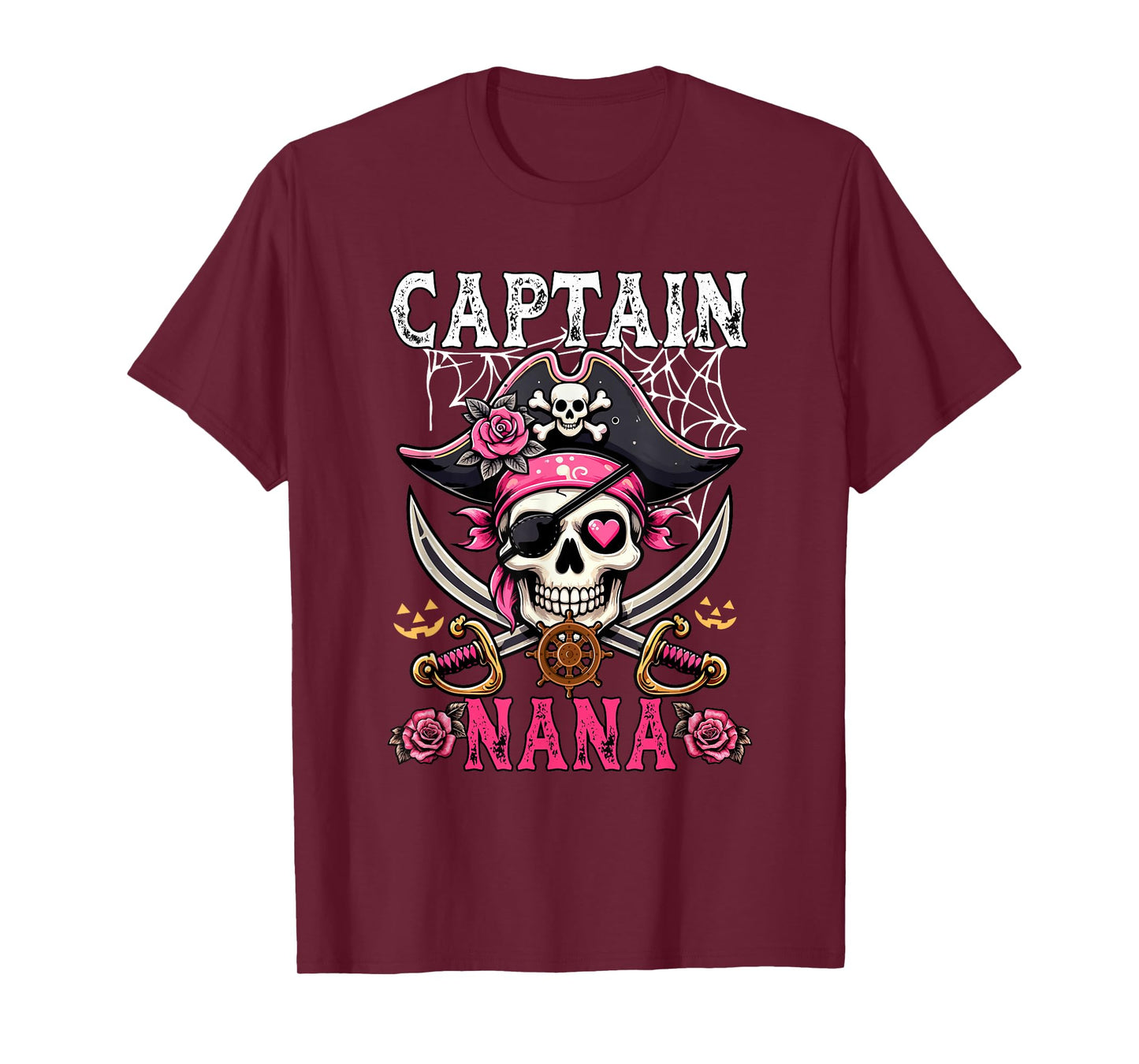 Captain Nana Halloween Skull As Pirate Floral Cute Women T-Shirt