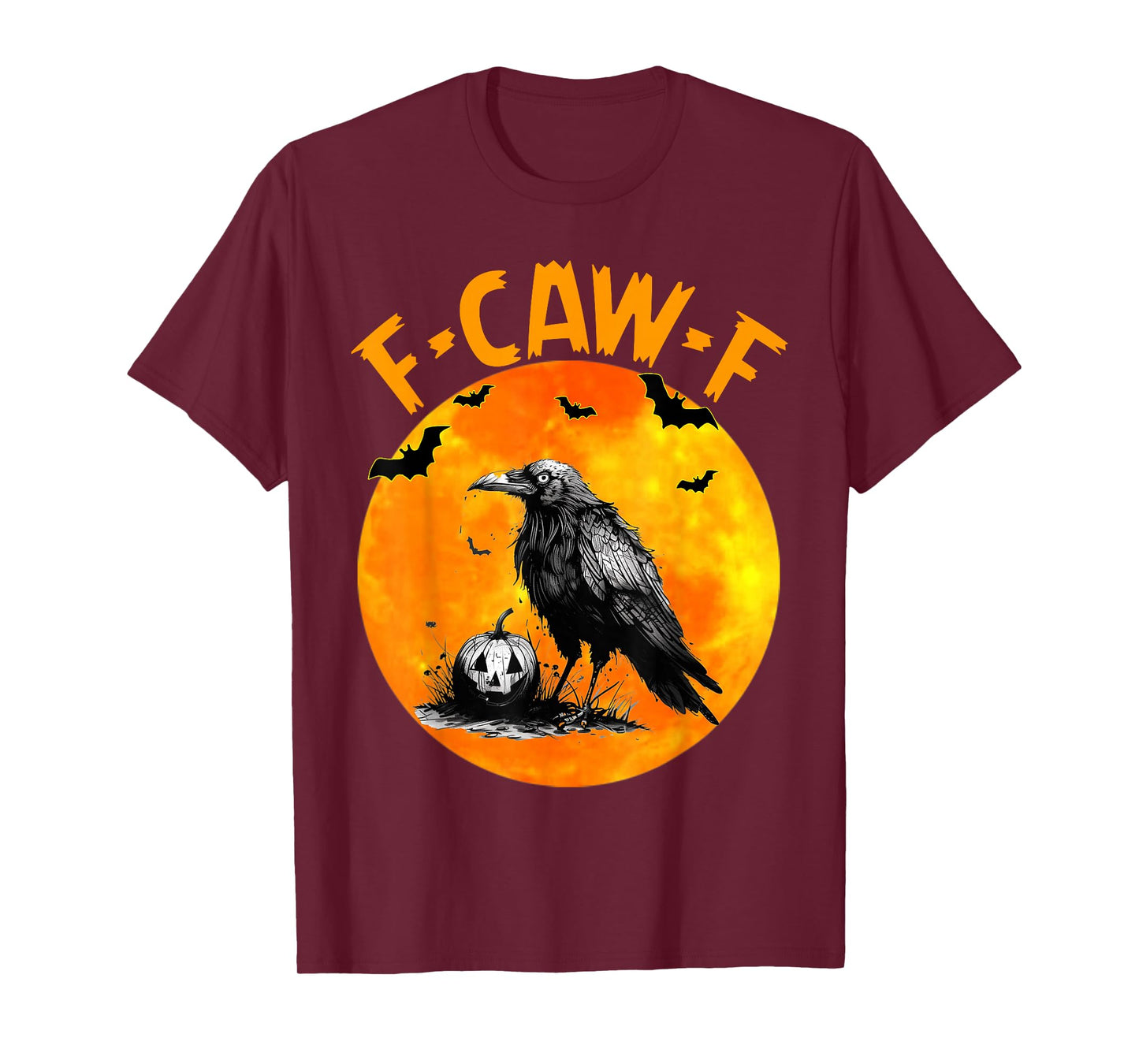 Black Crow Bird F-Caw-F Funny Black Bird Moon Halloween T-Shirt