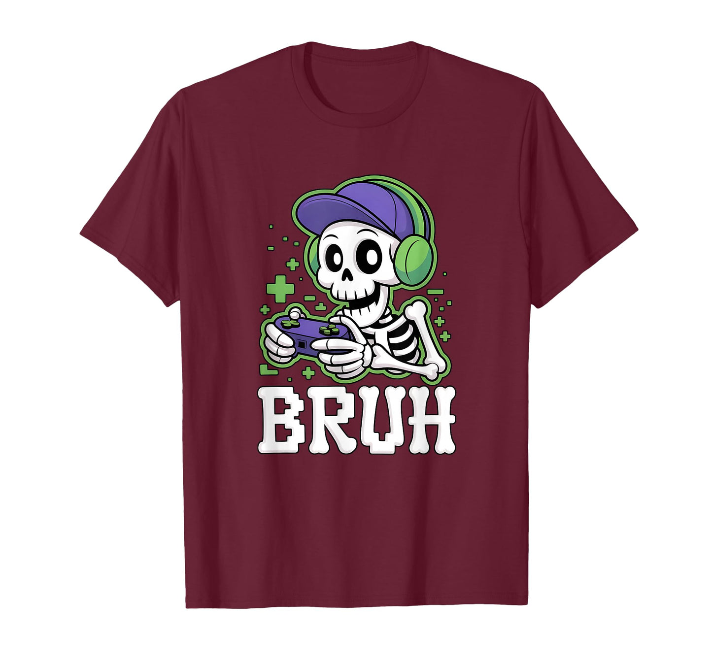 Bruh Funny Gamer Skeleton Halloween Video Game Meme T-Shirt
