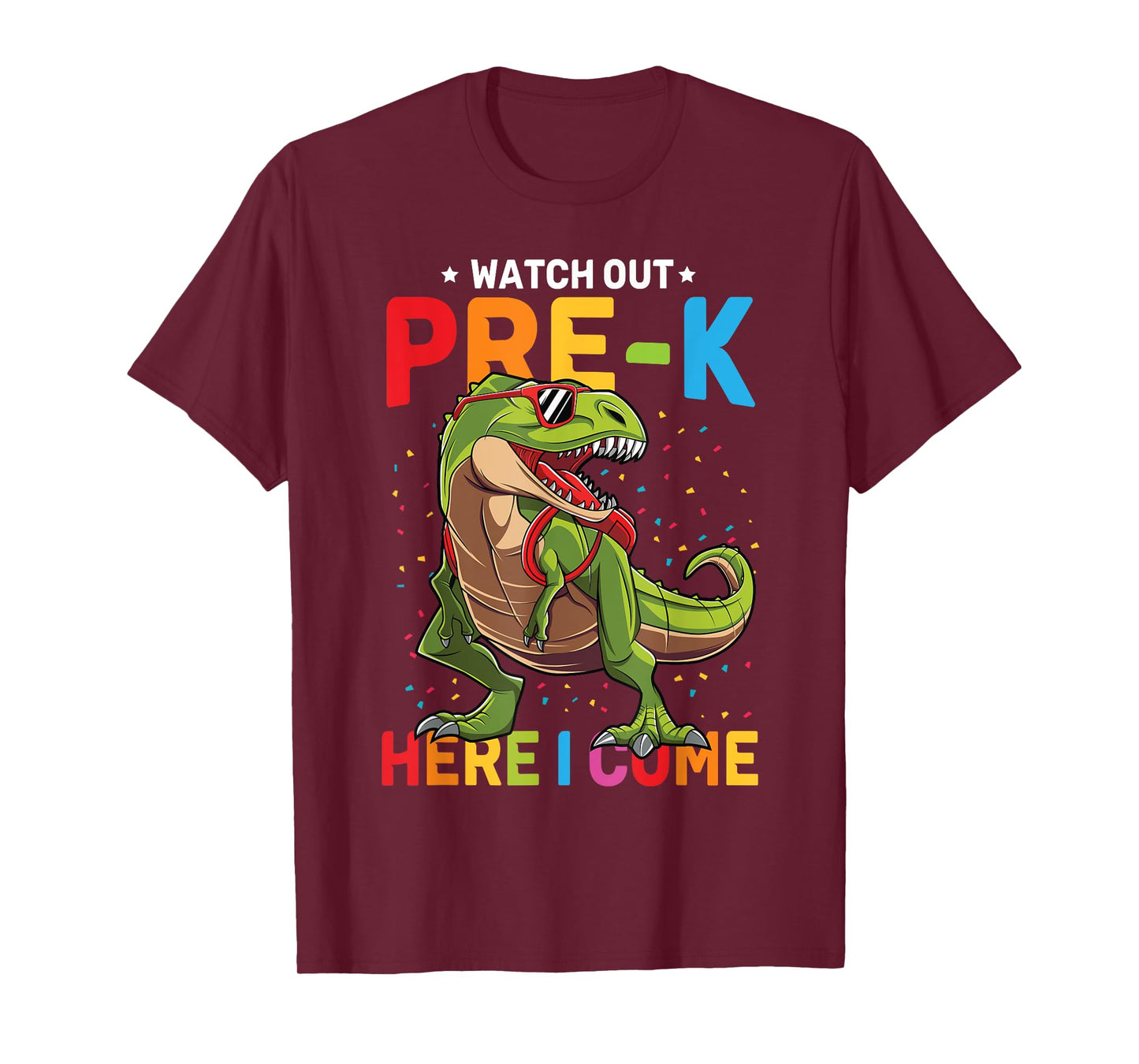 Watch Out Pre-K Here I Come Dinosaur Back to School Boys T-Shirt