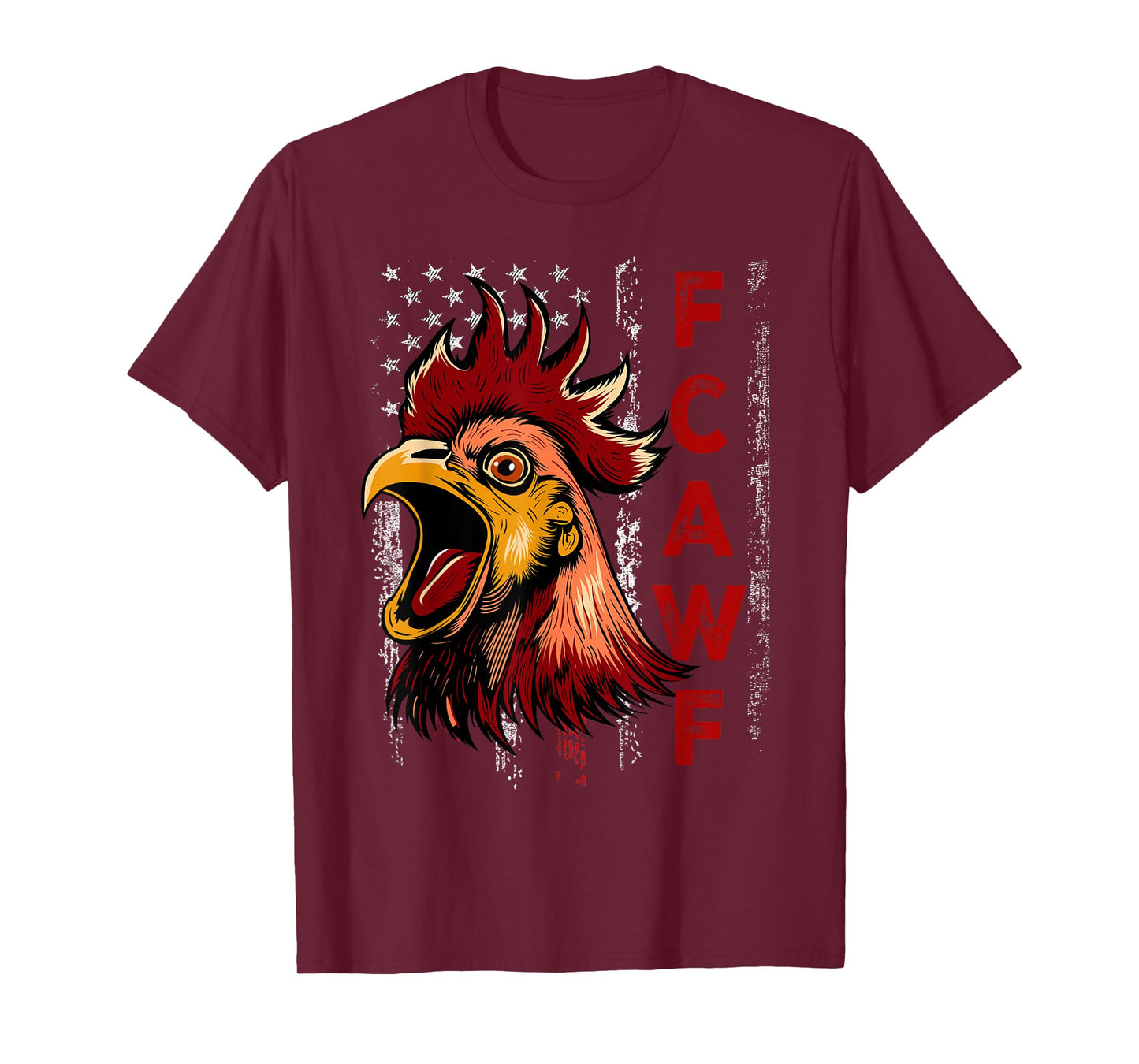 F-Caw-F Funny Chicken Humor F-Caw-F Rooster Vintage US Flag T-Shirt
