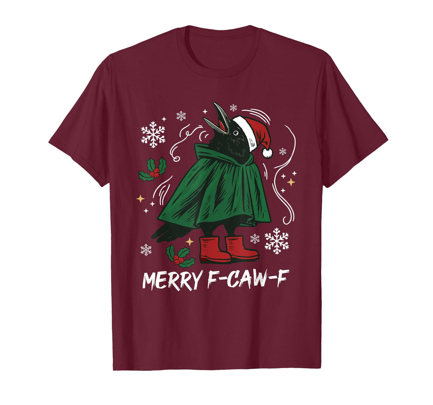 Merry F-CAW-F Crow Raven Christmas Dark Bird Crow Meme Xmas T-Shirt