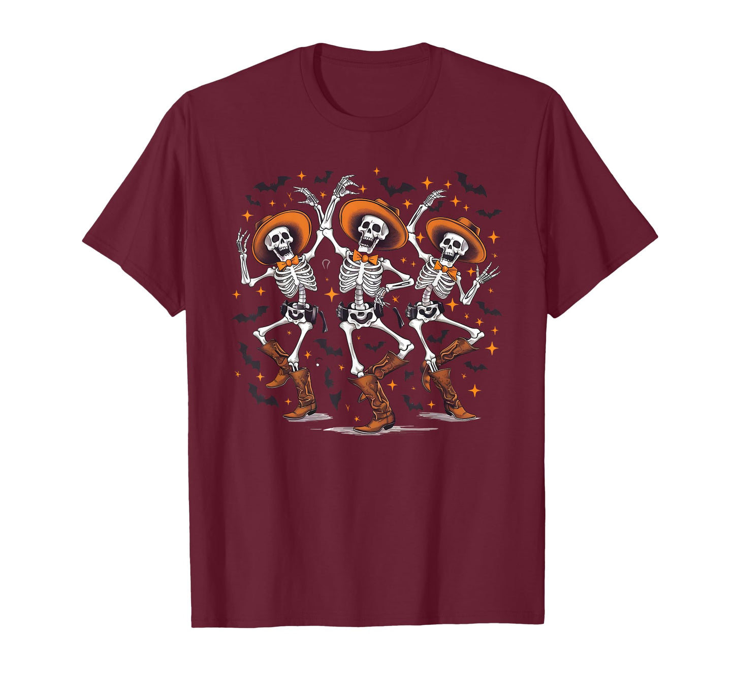 Dancing Skeleton Cowboy Western Rodeo Halloween Spooky Vibes T-Shirt