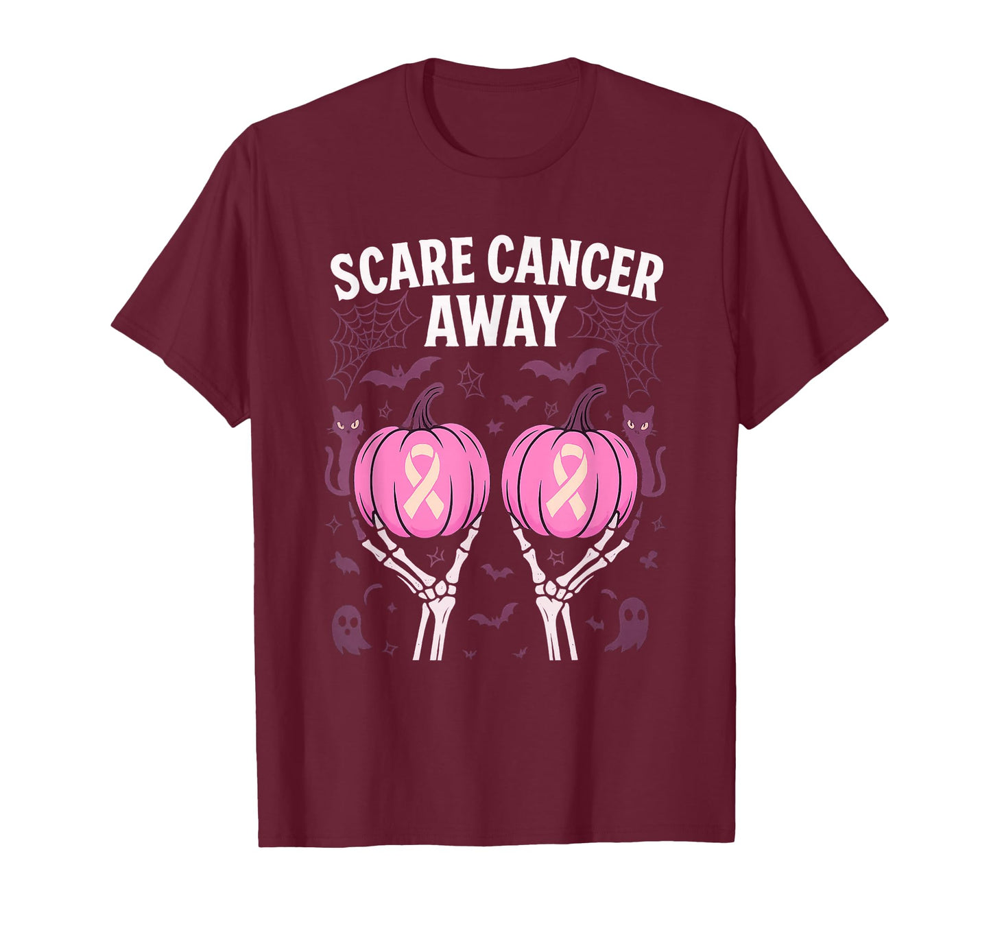 Halloween Breast Cancer Awareness Pink Ribbon T-Shirt