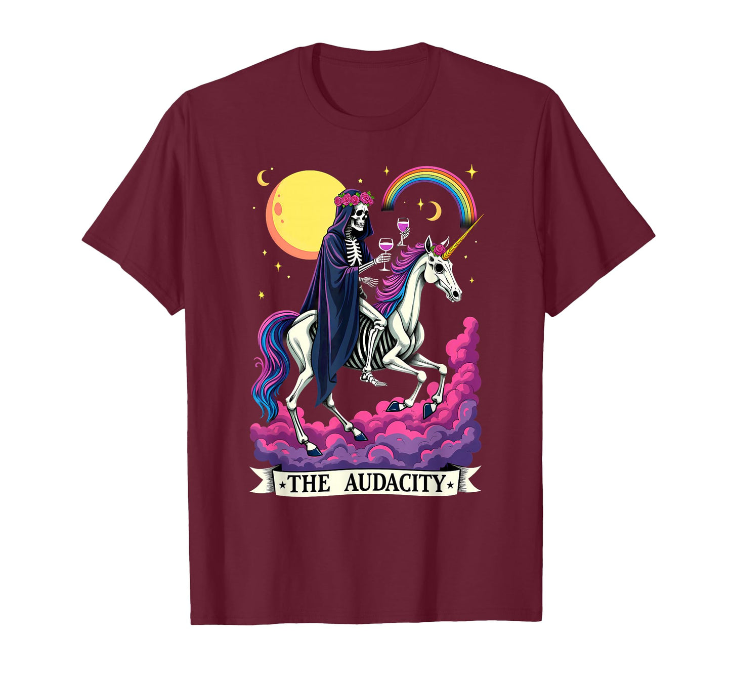 Tarot Card The Audacity King Skeleton Riding Unicorn T-Shirt