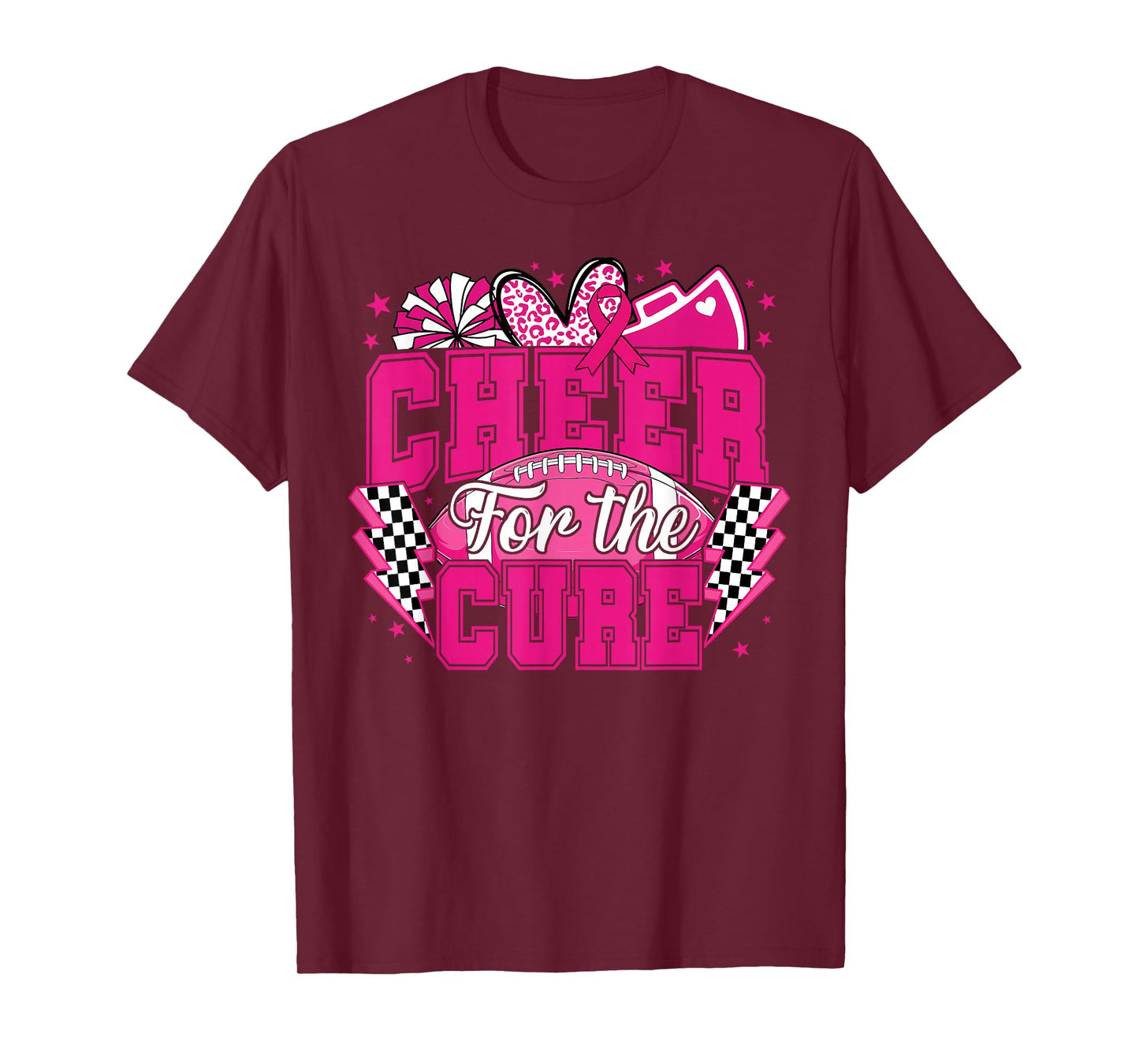 Breast Cancer Awareness Cheer for The Cure Football T-Shirt
