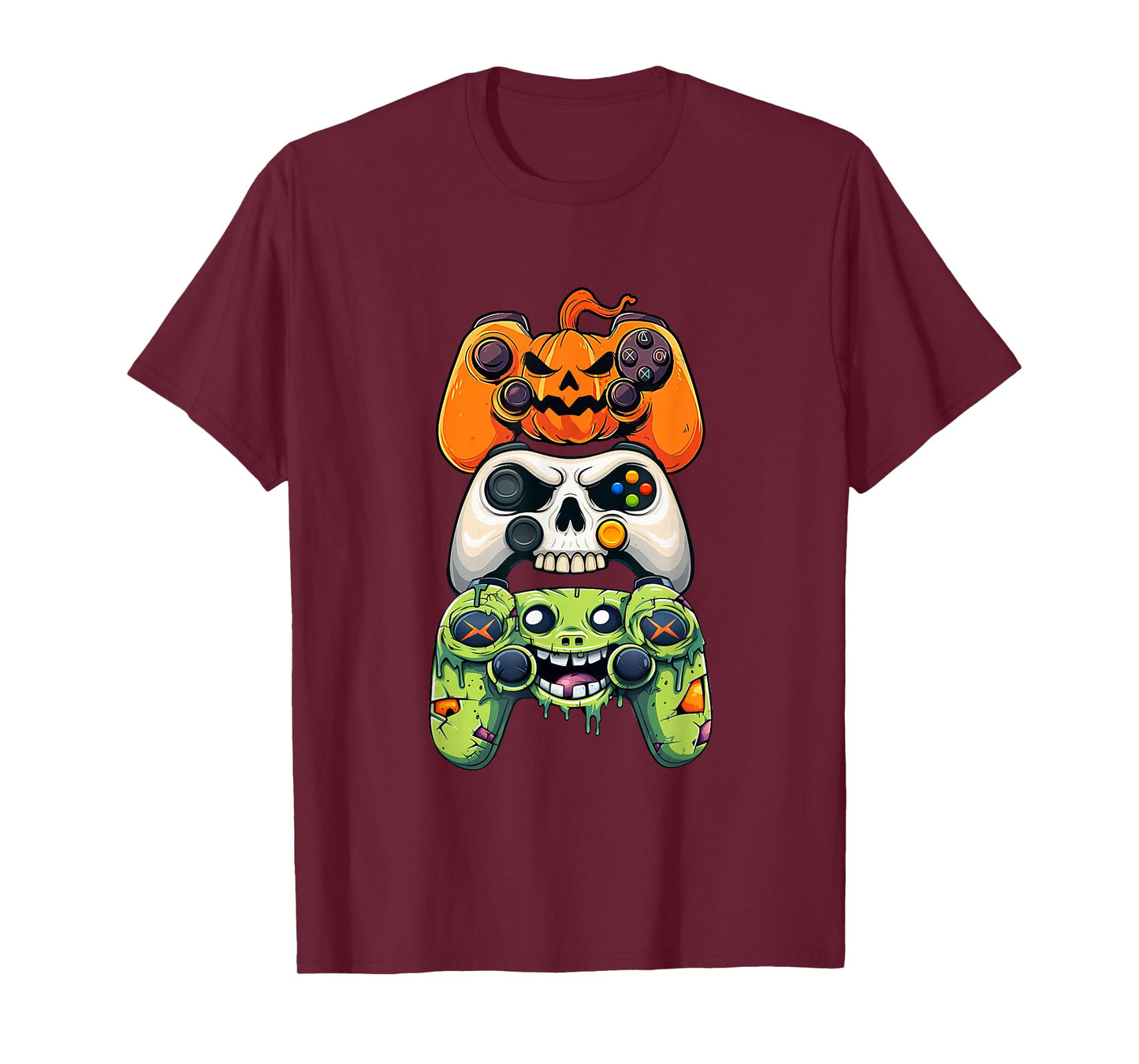 Halloween Skeleton Zombie Gaming Controllers Men Boys Kids T-Shirt