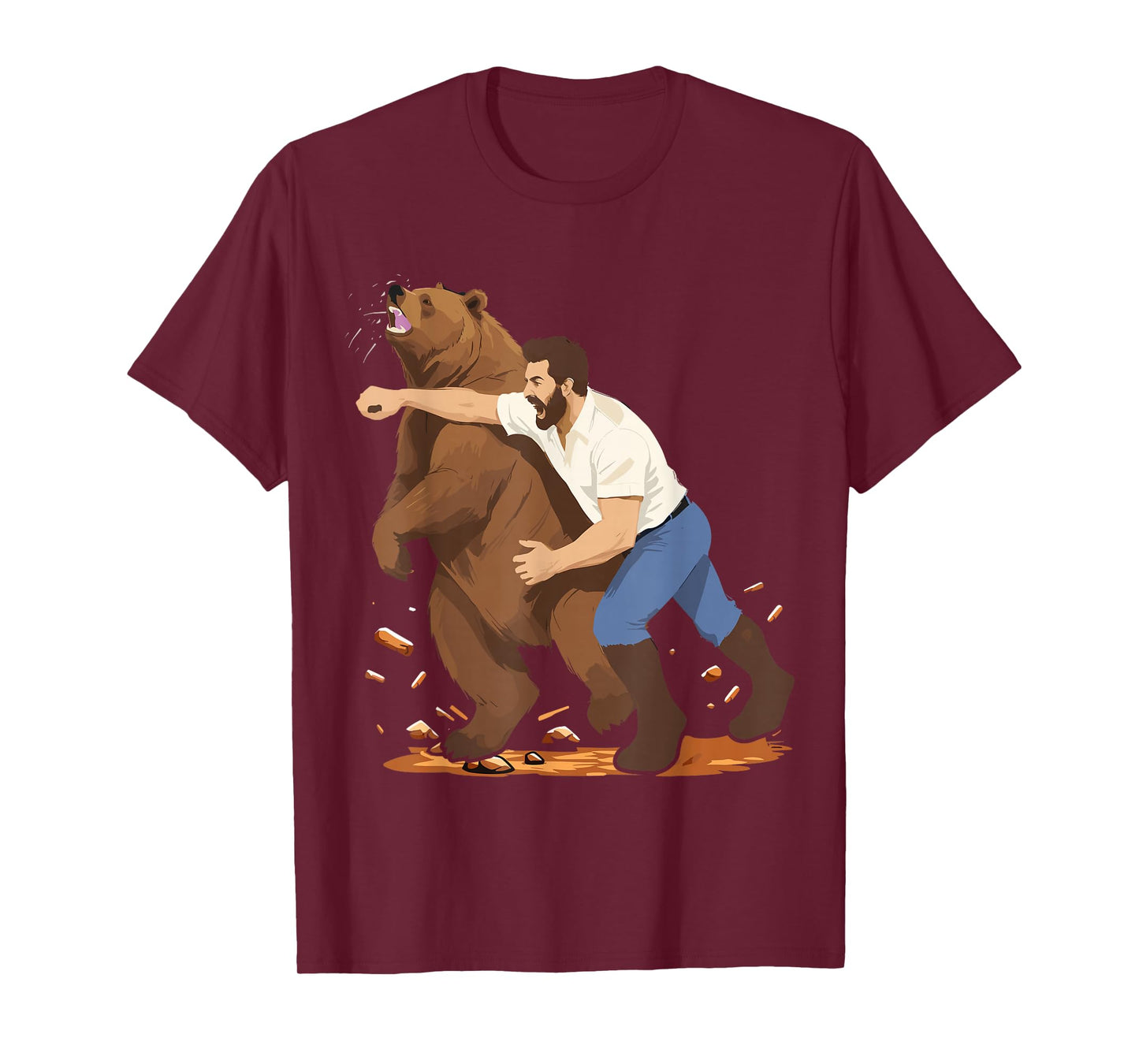 Man Punching Bear Funny Wilderness T-Shirt