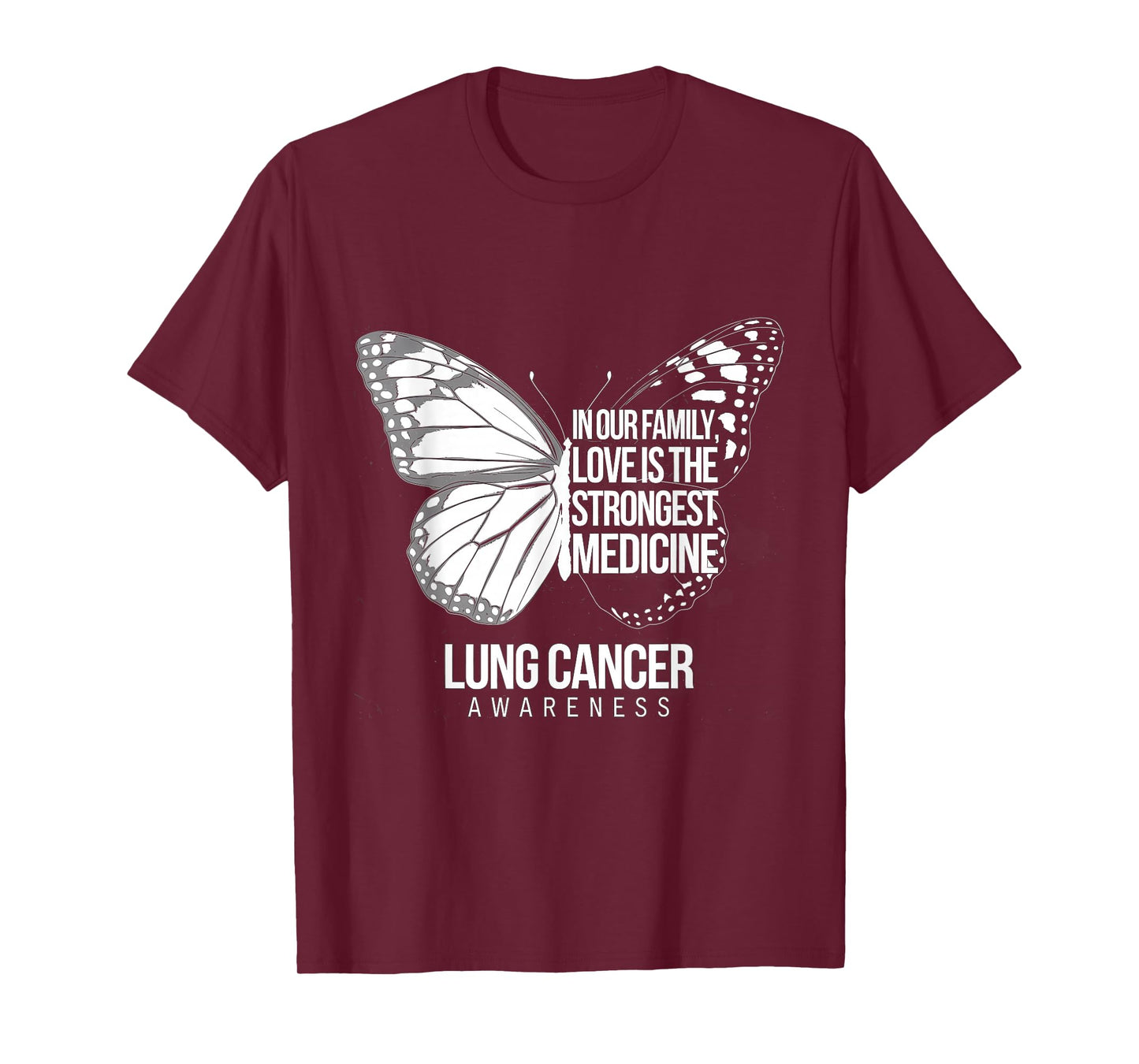 Lung Cancer Awareness Strongest Medicine White Ribbon T-Shirt