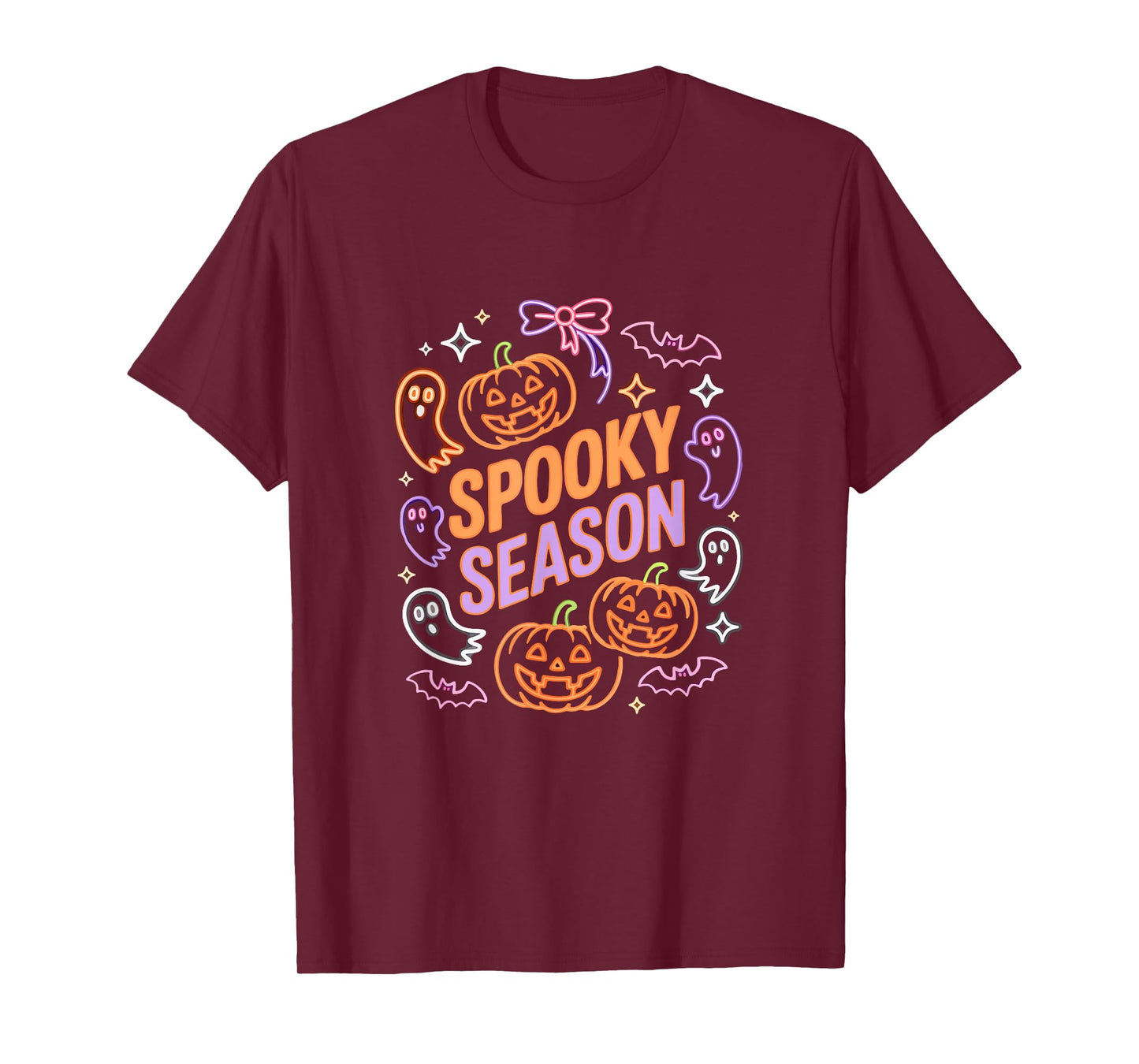 Spooky Horror Season Halloween Colorful Pumpkins Boo Ghosts T-Shirt