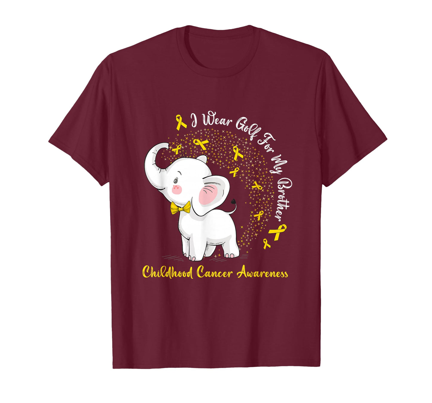 Elephant I Wear Gold For My Brother Childhood Cancer Month T-Shirt