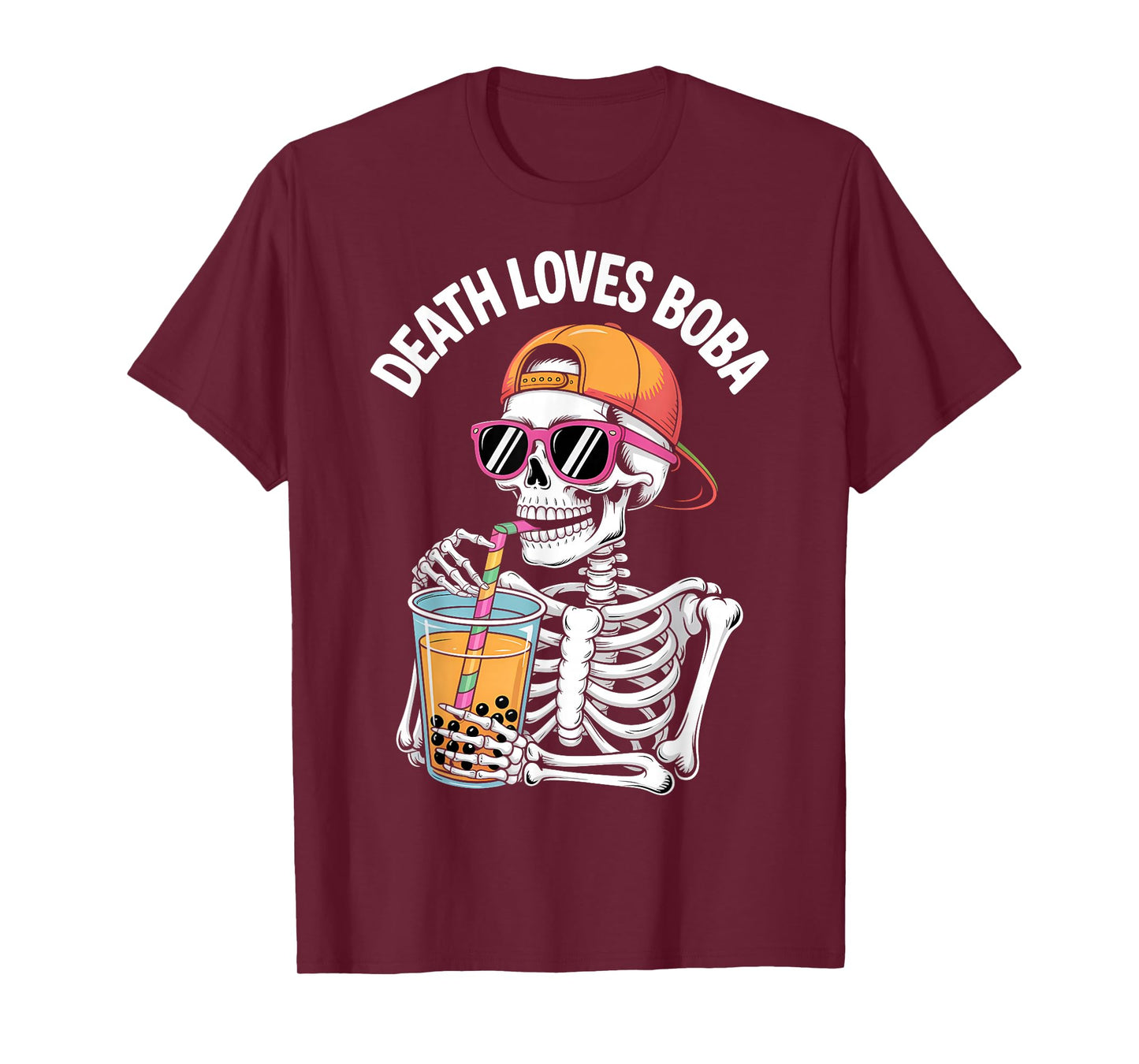 Funny Halloween Skeleton Boba Tea Costume T-Shirt