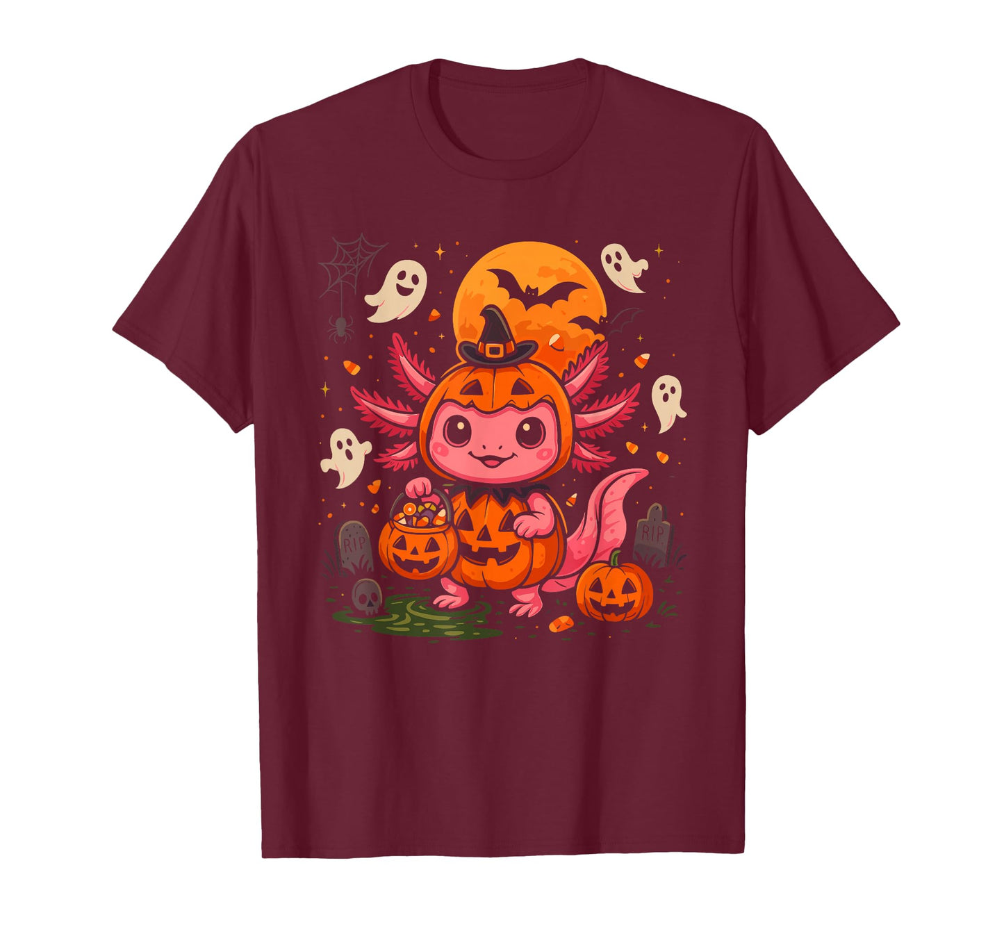 Cute Halloween Axolotl Spooky Animal Halloween Costume T-Shirt