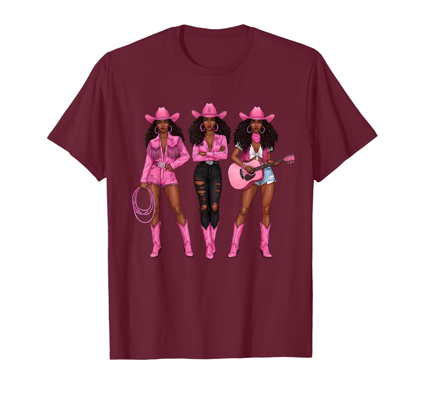 Pink Ribbon Howdy Cowgirl Western Country Breast Cancer T-Shirt
