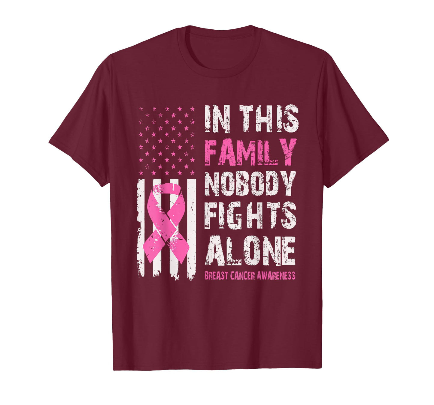 in This Family Nobody Fights Alone Breast Cancer Awareness T-Shirt