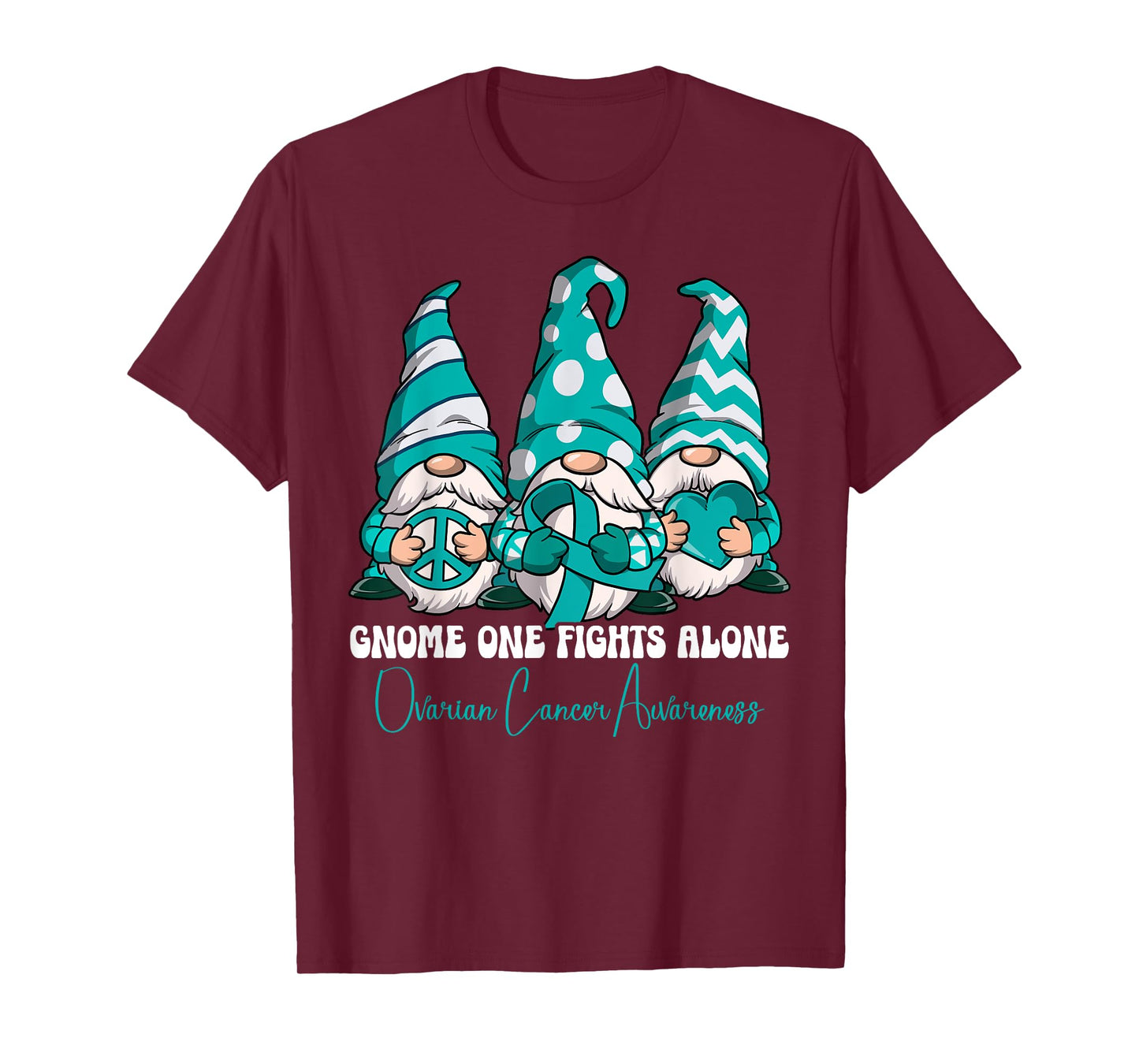 Ovarian Cancer Awareness Gifts T-Shirt, Unisex-Adults, Black, Small, Short Sleeve, Classic Fit, Cartoon, Crew Neck, Ovarian Cancer Awareness