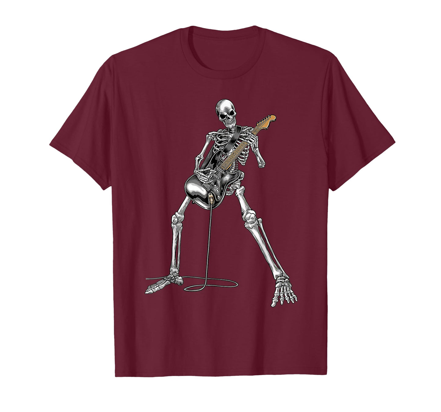 Happy Skeleton Guitar Guy Spooky Halloween Rock Band Concert T-Shirt