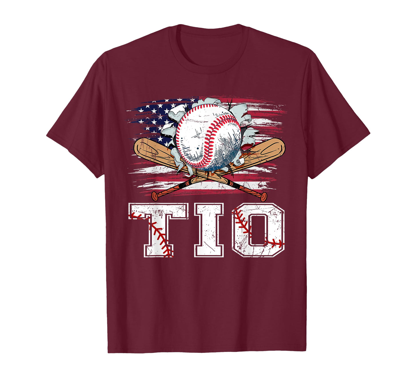 Baseball T-Ball Tio American Flag Proud Ball Tio T-Shirt for Women Kids Men