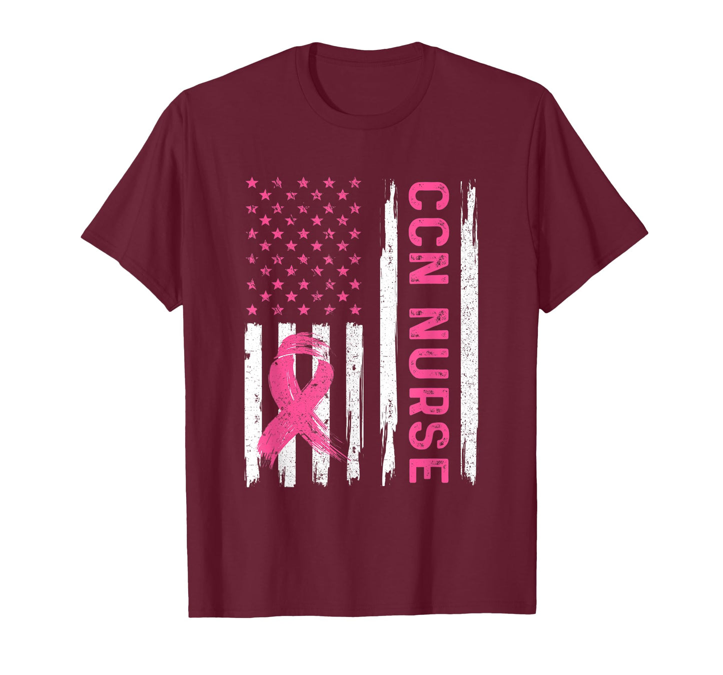 CCN Nurse American Flag Nurse Breast Cancer Awareness T-Shirt