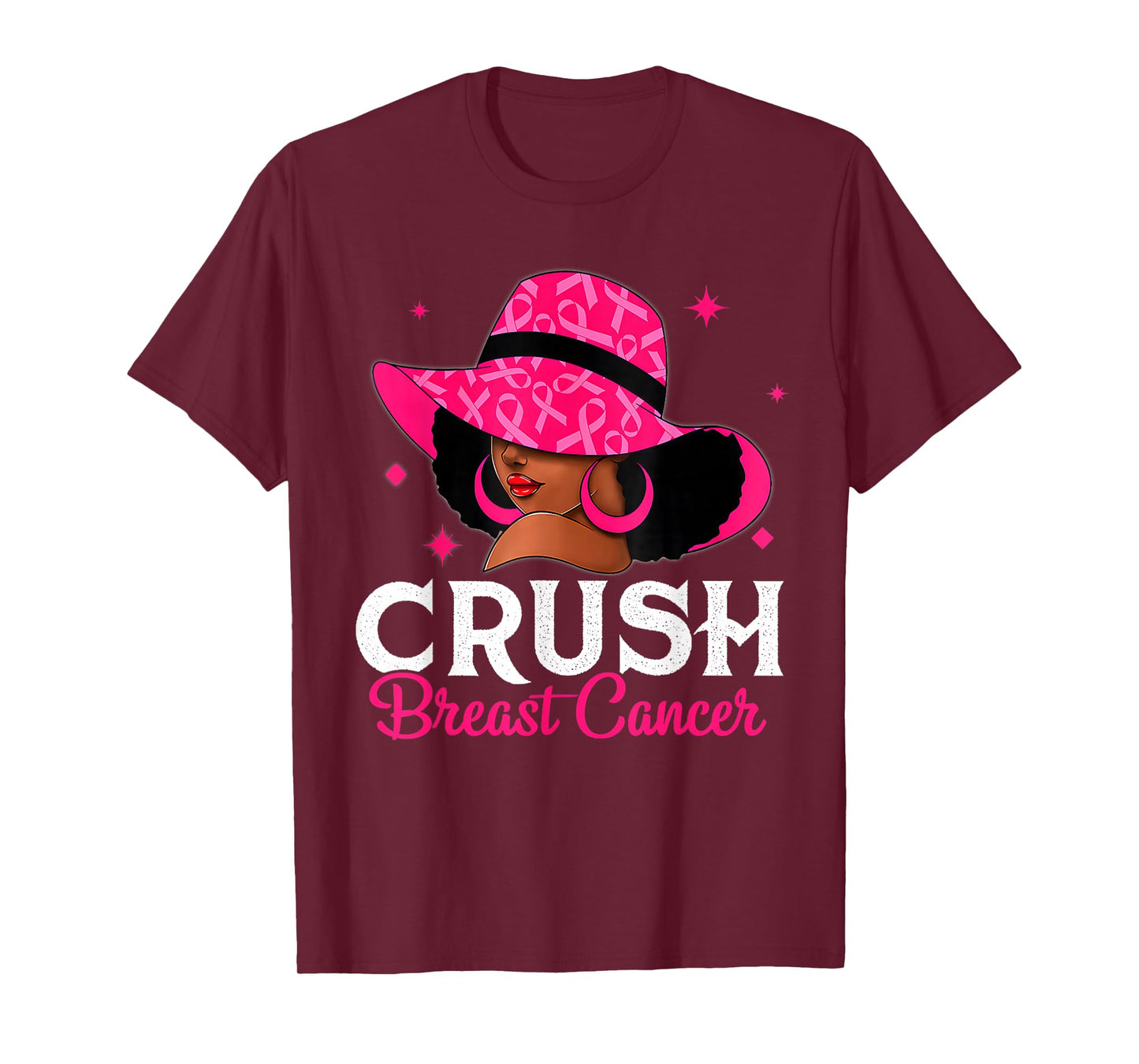 Crush Breast Cancer Awareness Black Women Pink Queen Warrior T-Shirt