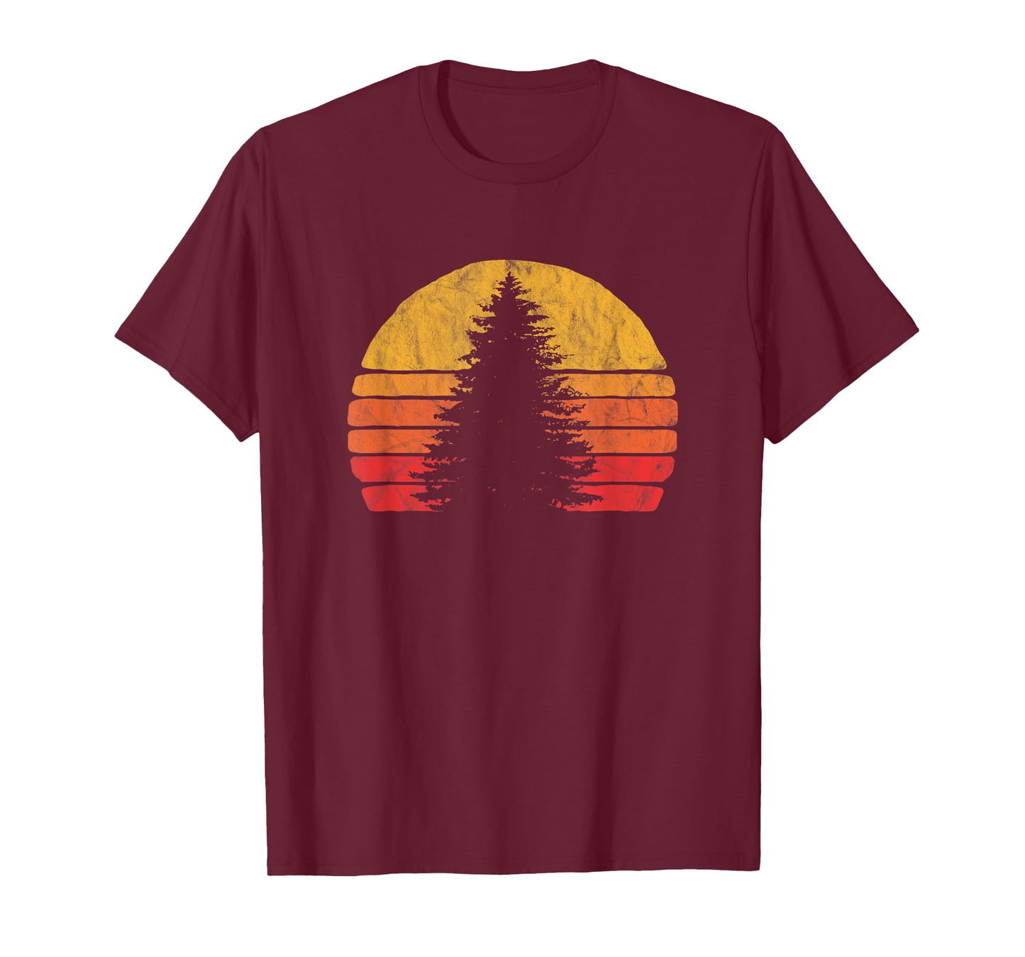 Retro Sun Minimalist Pine Tree Design - Graphic 80's T-Shirt