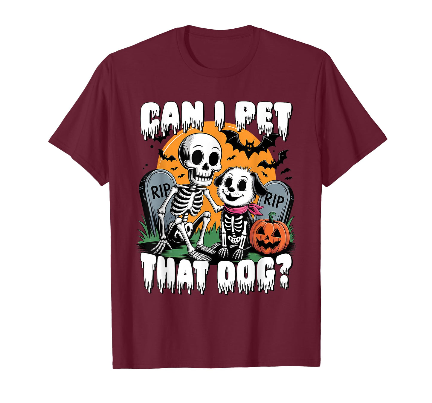 Halloween Skeleton Can I Pet That Dog T-Shirt