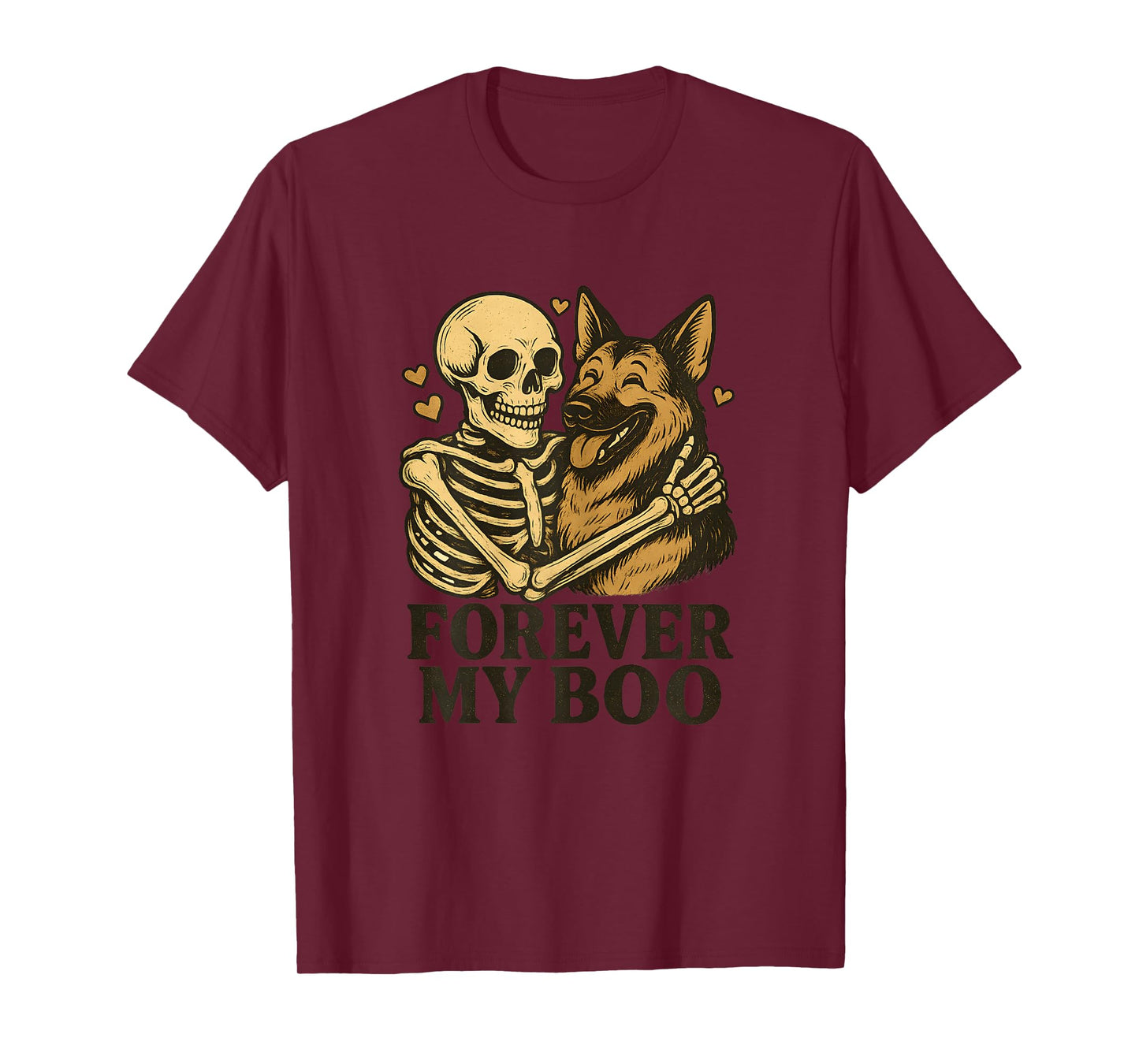 Womens Forever My Boo Skeleton German Shepherd Halloween Couple T-Shirt
