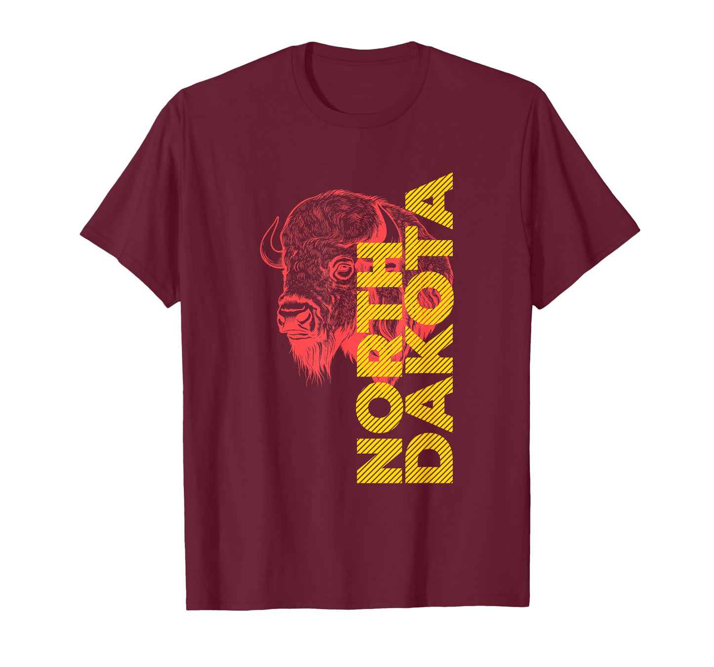 Vintage Bison Head Graphic With North Dakota Lettering T-Shirt