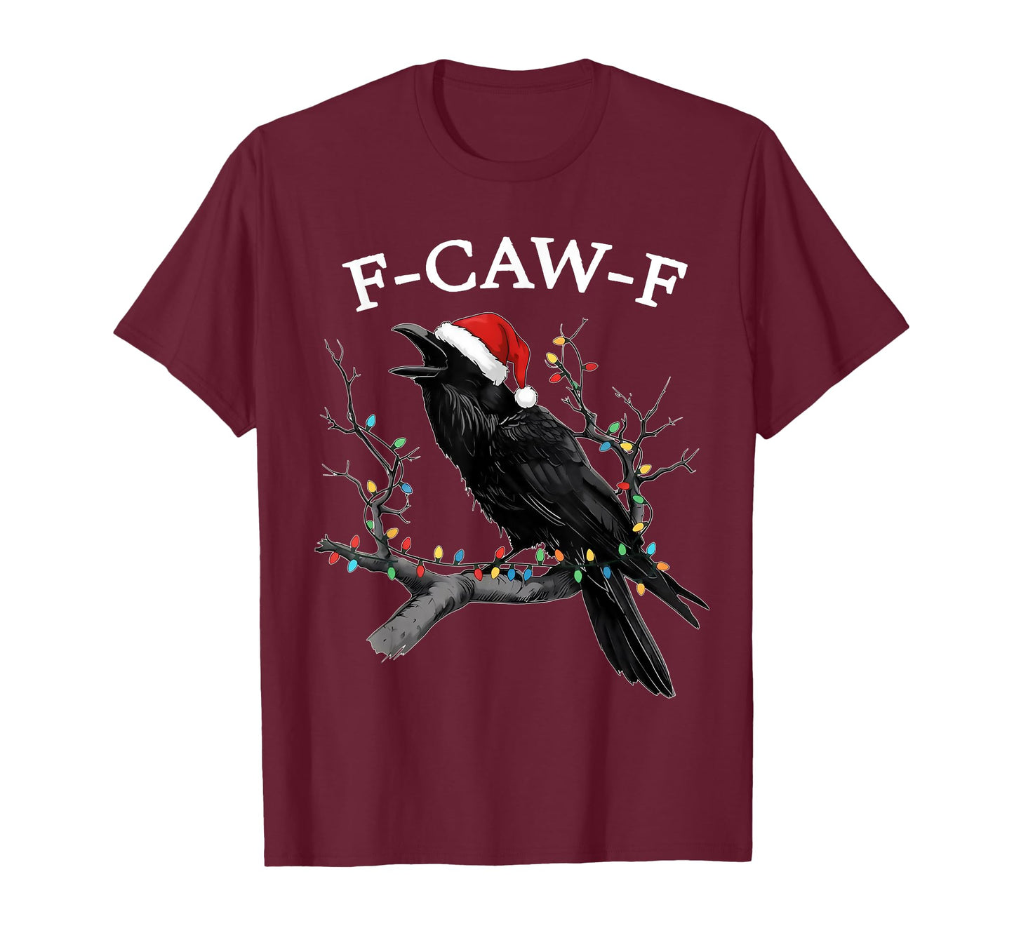 Merry F-Caw-F Christmas Black Bird Meme F Caw F Raven T-Shirt