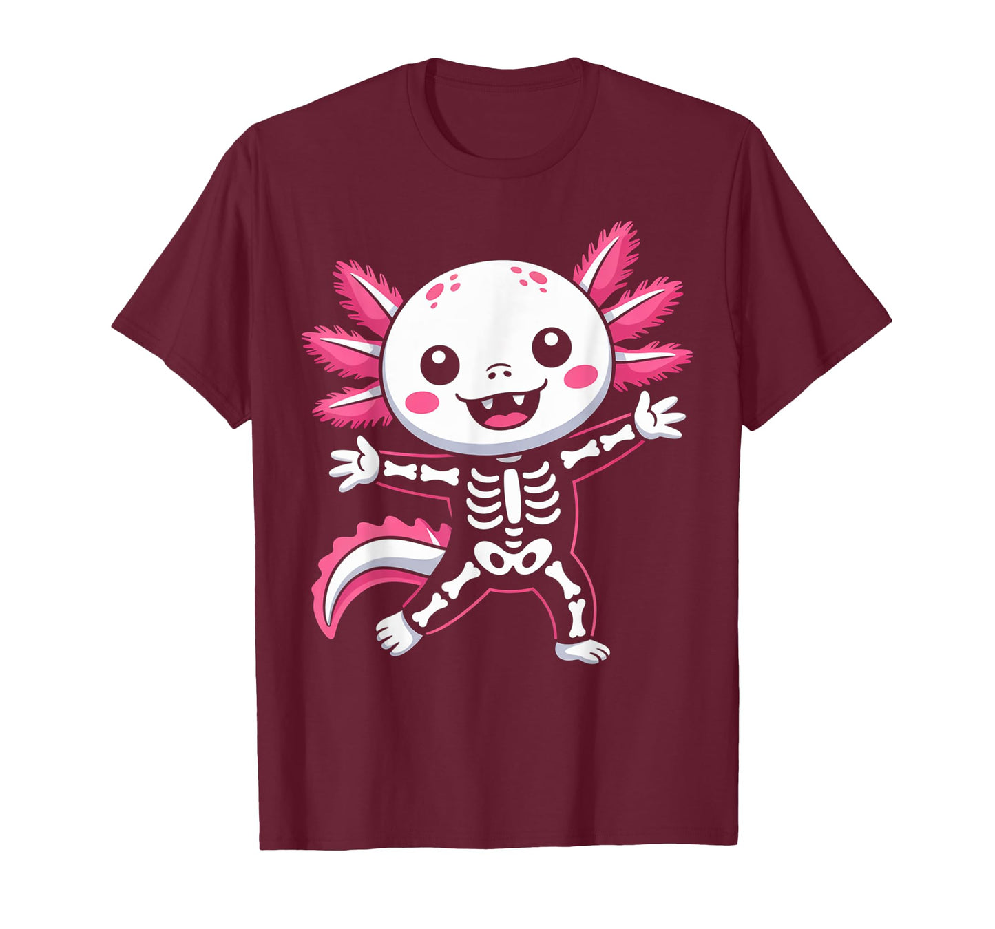 Cute Axolotl Skeleton Costume Kawaii Halloween T-Shirt