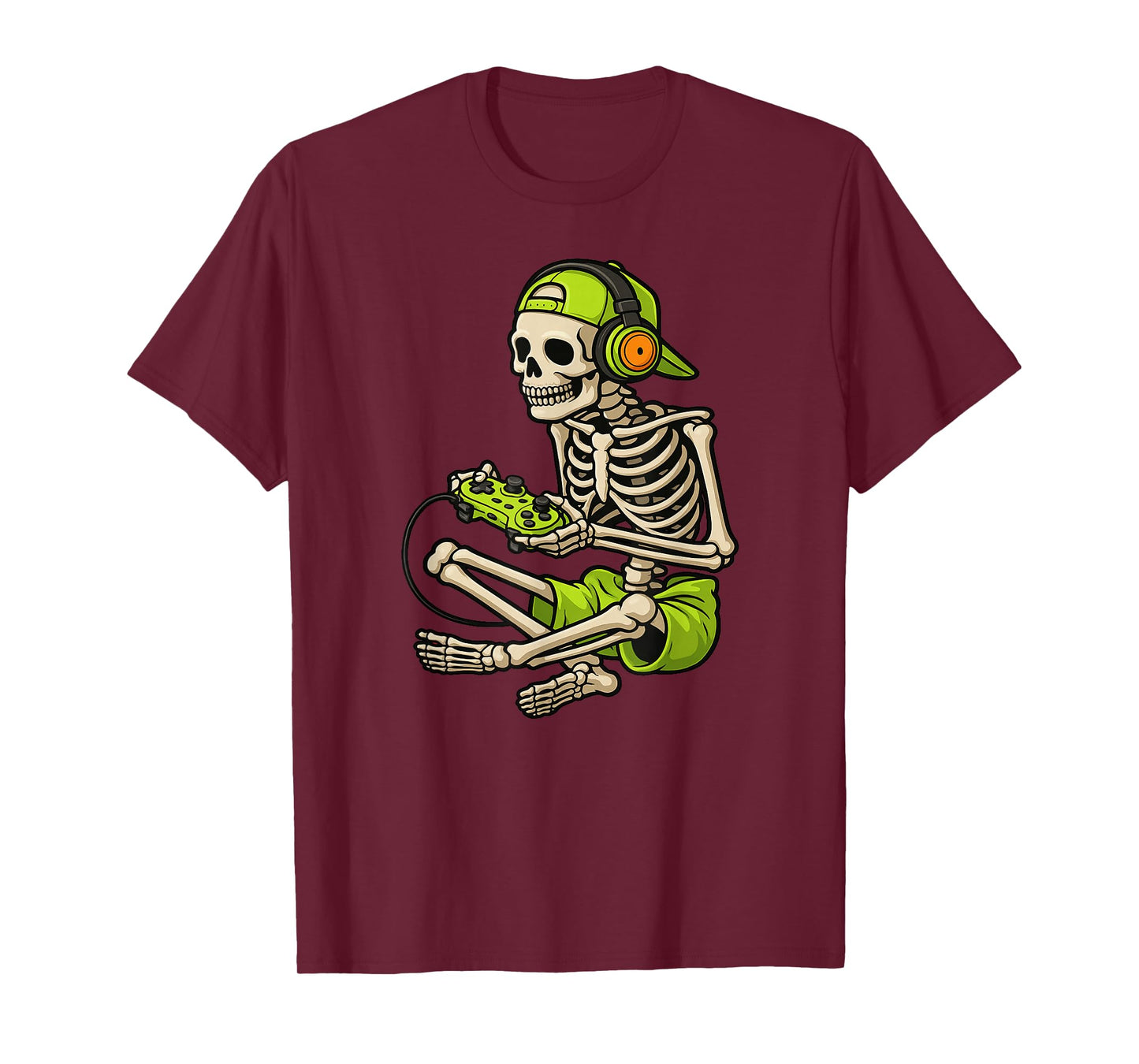 Halloween Skeleton Gamer Video Gaming Boys Men Kids T-Shirt