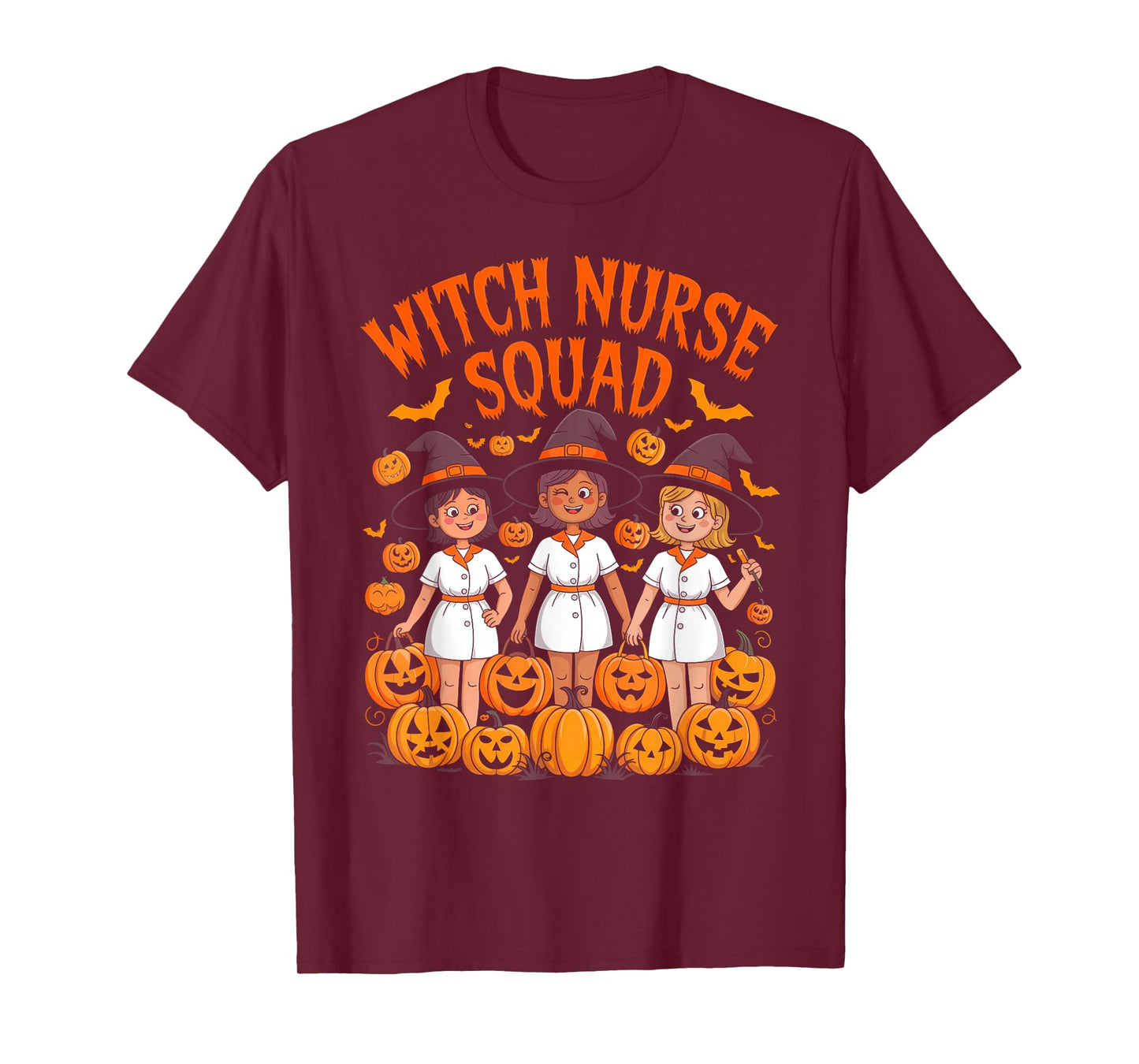 Witch Nurse Squad Funny Nurses Witches Pumpkins T-Shirt