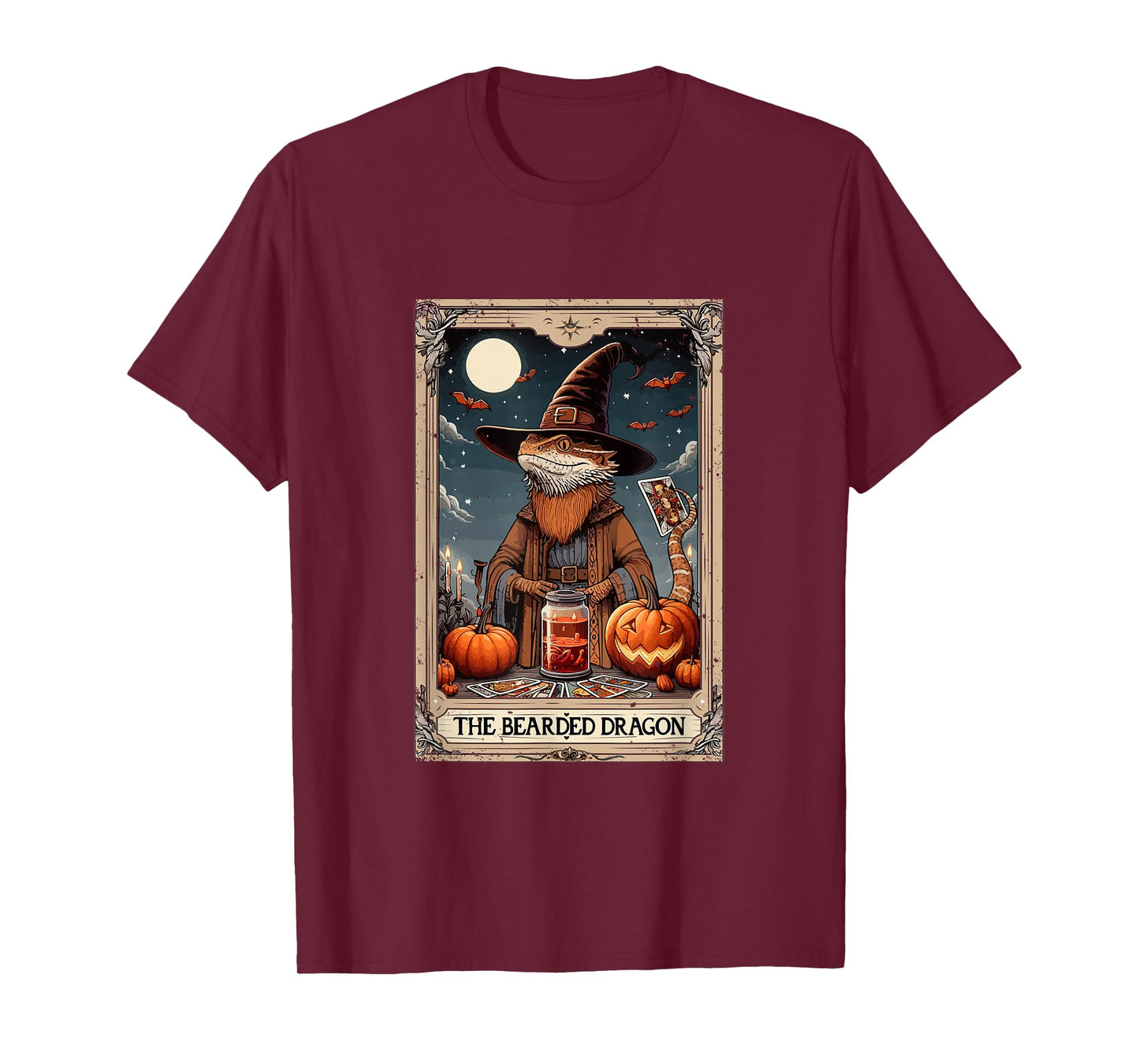 The Bearded Dragon Halloween Witch Cute Tarot Card Lover T-Shirt