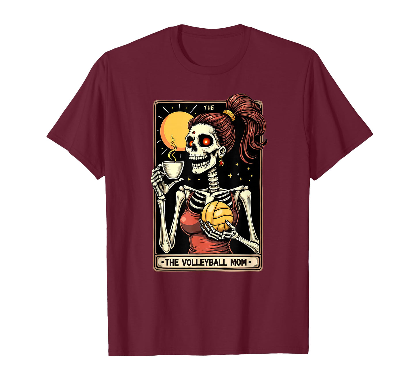 Gothic Tarot Card Skeleton Volleyball Mom Coffee T-Shirt