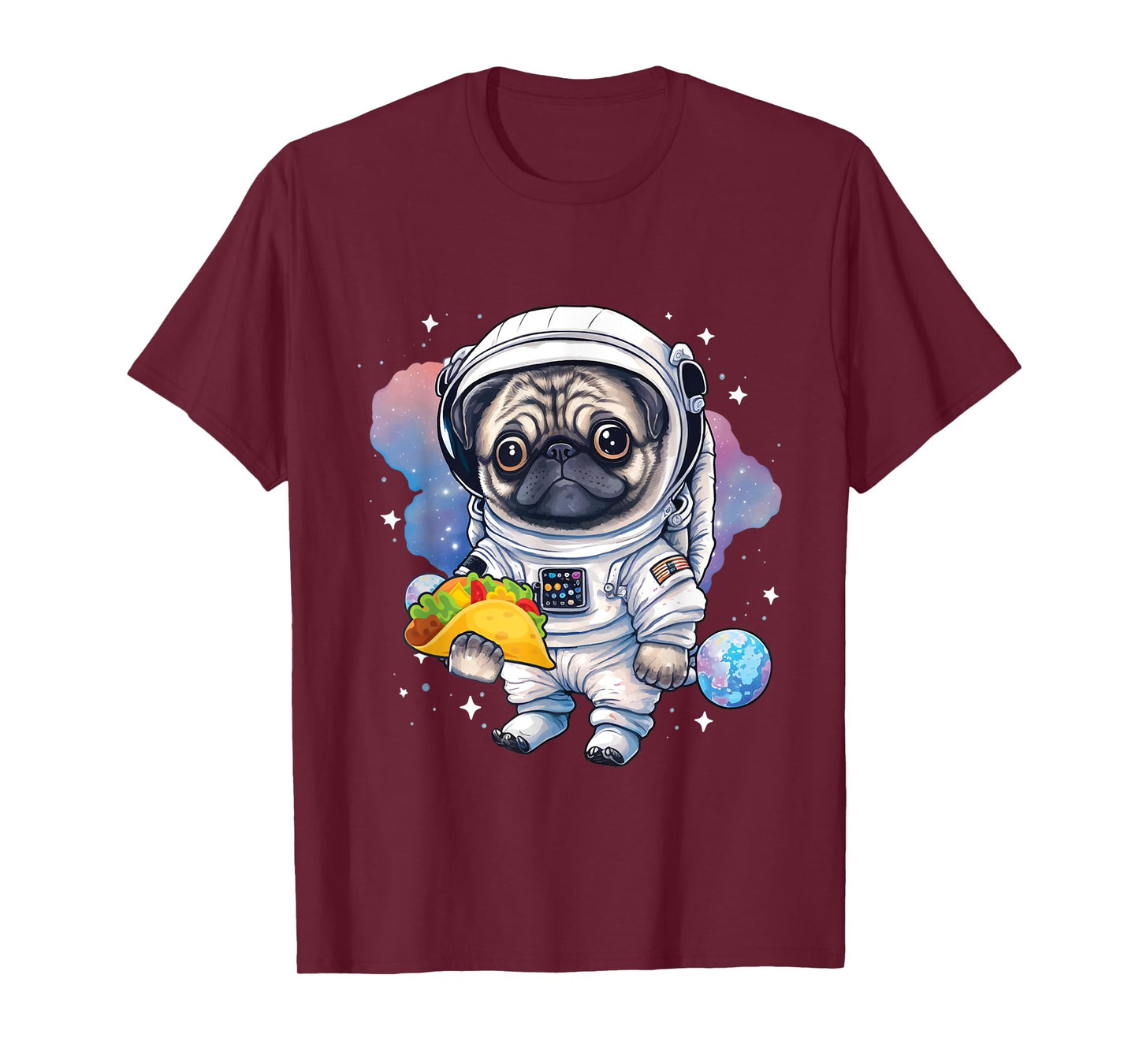 Astronaut Pug - Taco Lover Dog Owner Puppy Pet Trainer T-Shirt for Men Women Girls Kids