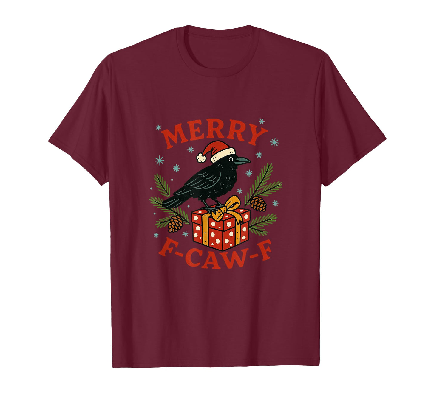 Quote Rooster Merry F-Caw-F Funny Chicken Humor Christmas T-Shirt