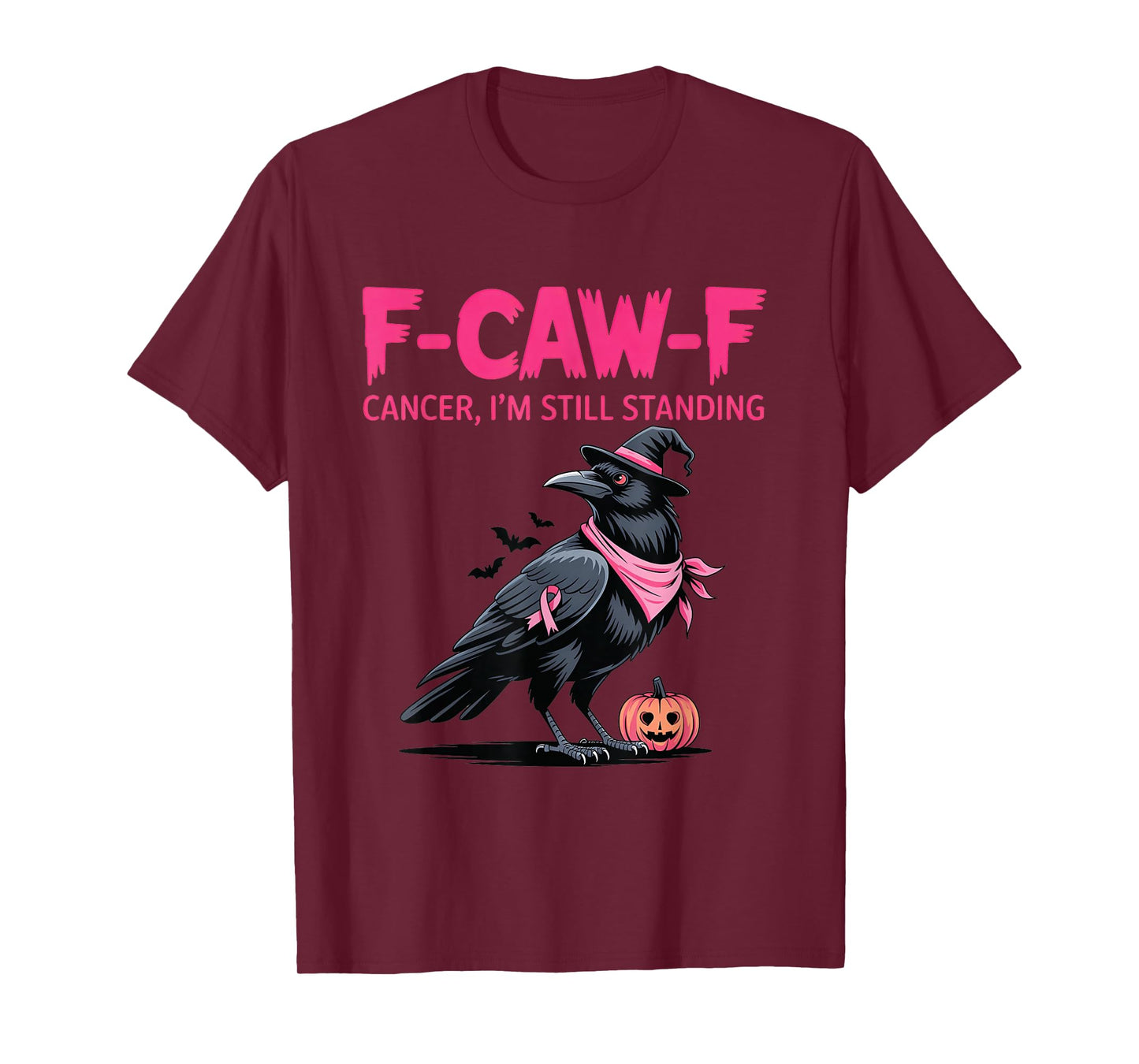 F-CAW-F Breast Cancer Awareness Spooky Halloween Crow T-Shirt