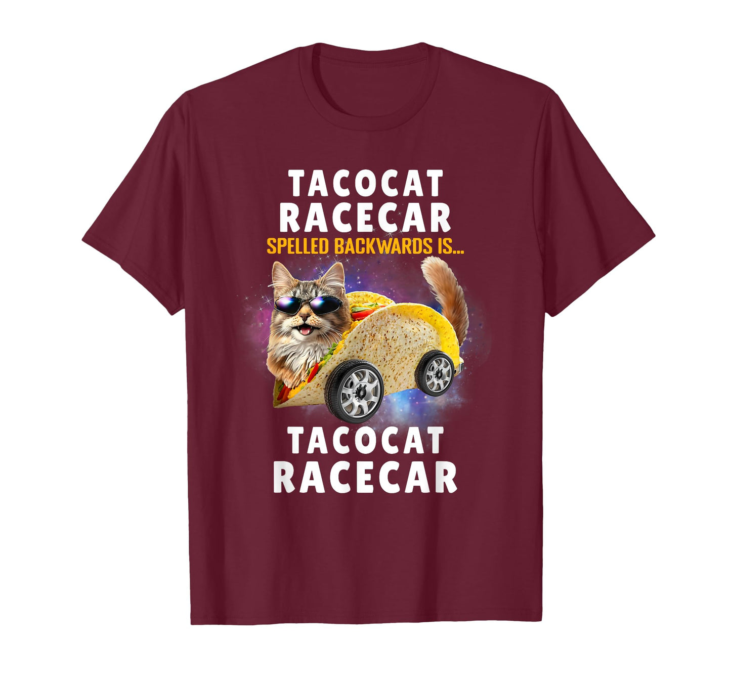 Tacocat Racecar Spelled Backwards Funny Mexican Car Taco Cat T-Shirt for Men Women Kids
