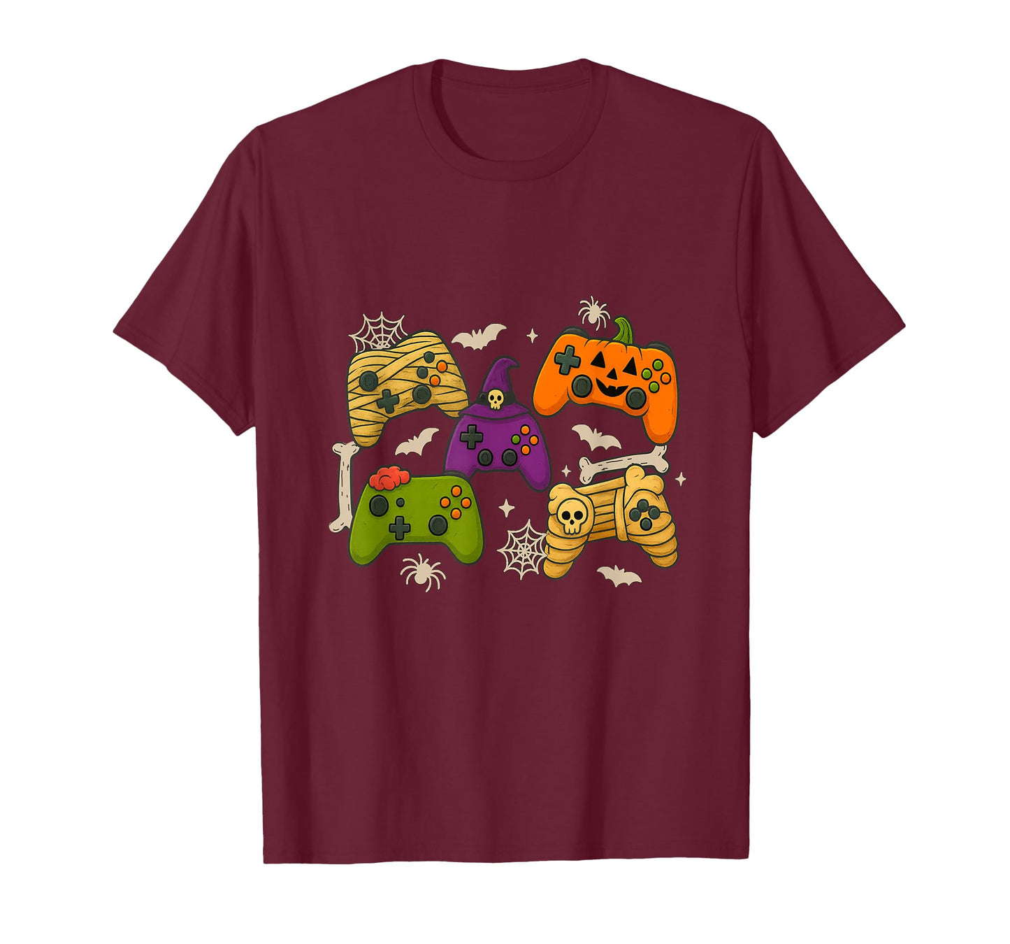 Halloween Skeleton Zombie Gamer Spooky Controllers Family T-Shirt