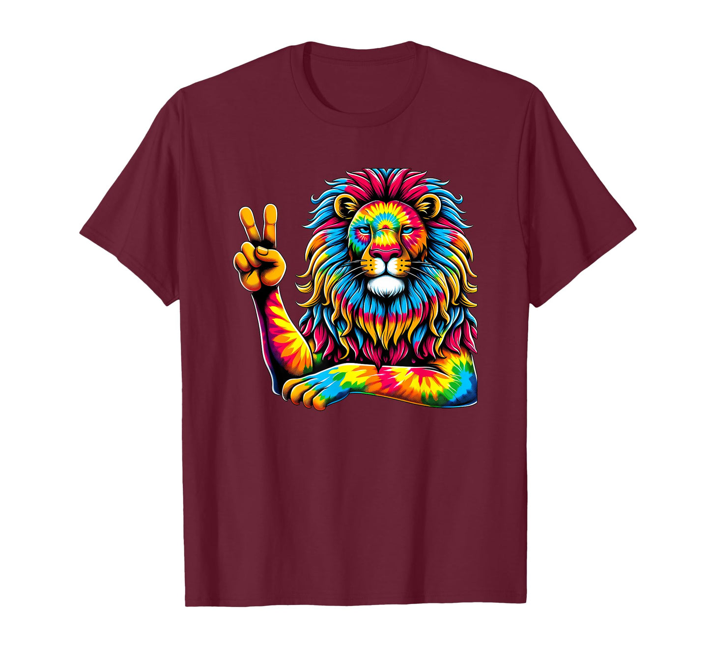 Peace Sign Tie Dye Lion T-Shirt