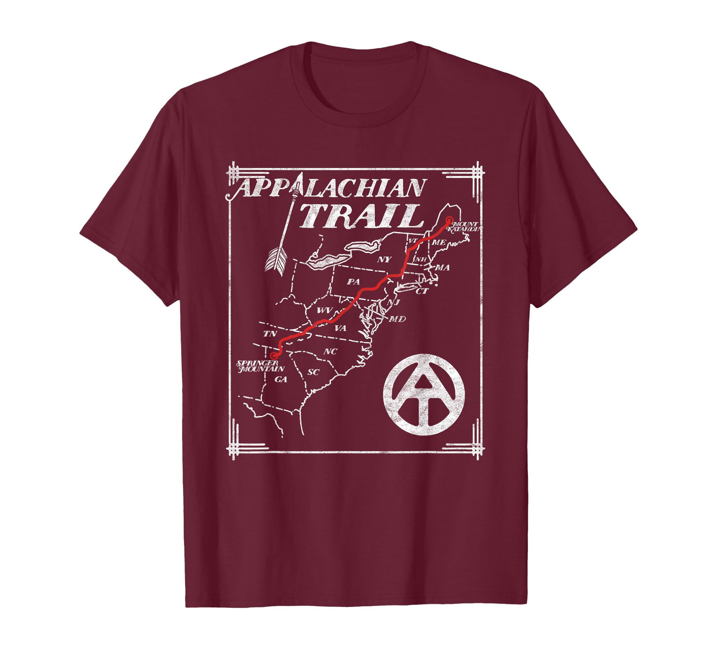 Appalachian Trail Map Retro Vintage States Design T-Shirt
