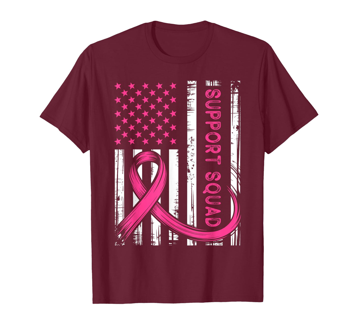 Support Squad in October We Wear Pink Ribbon Flag T-Shirt