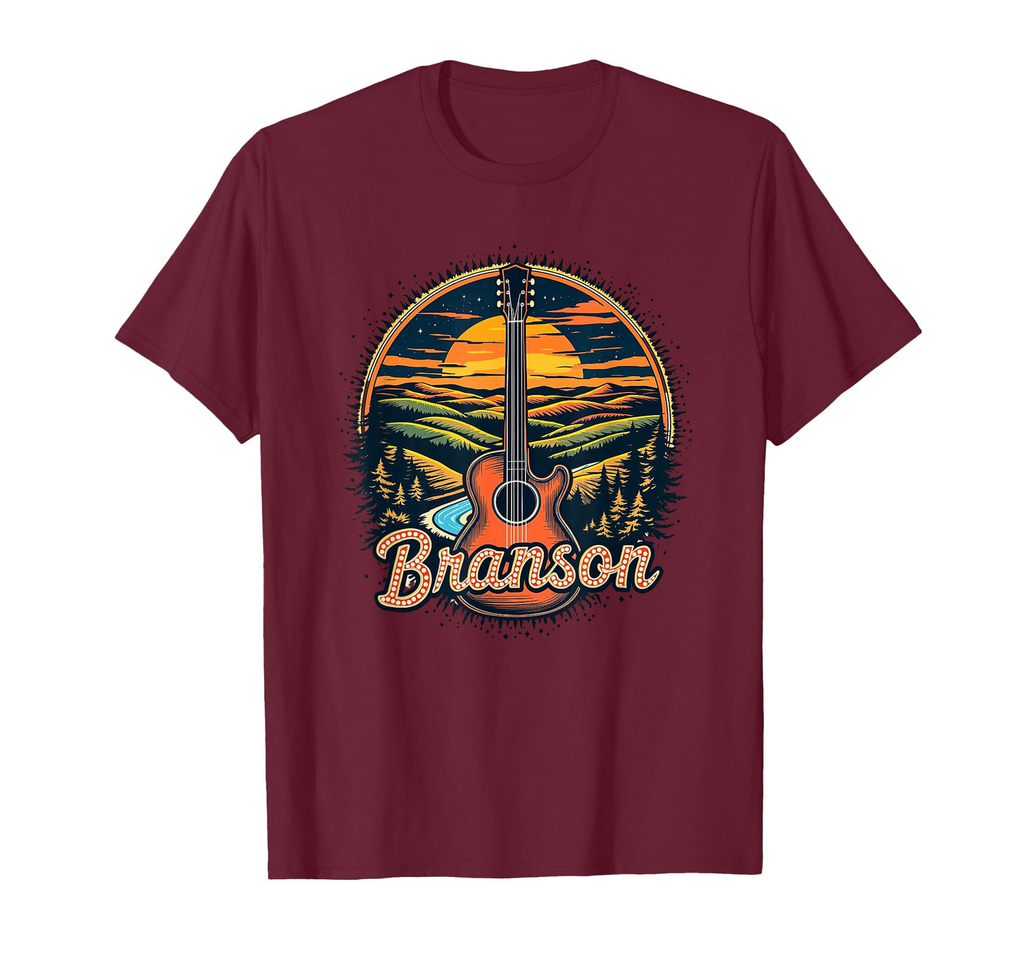 Vintage Branson Missouri Sunset Nature Cityscape Retro T-Shirt