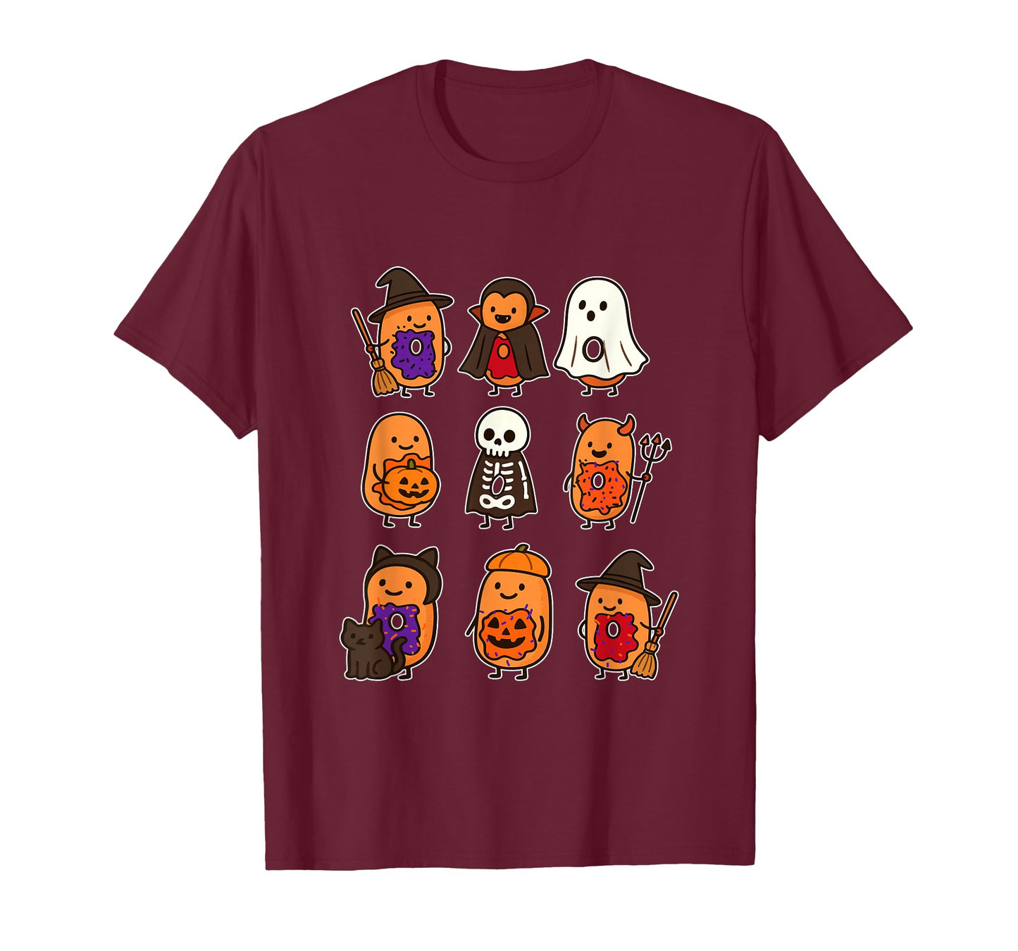 Group Donuts Cosplay Witch Boo Ghosts Halloween Food T-Shirt