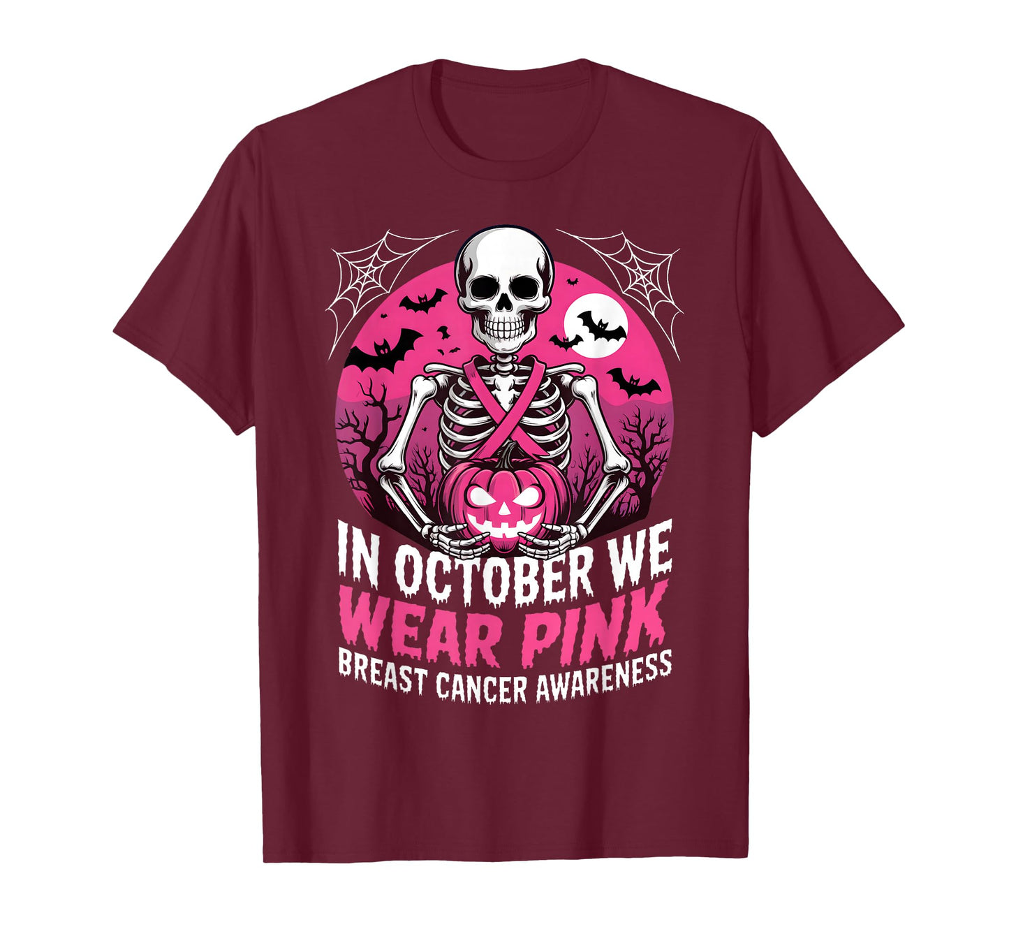 in October We Wear Pink Shirt Ghost Breast Cancer Awareness T-Shirt