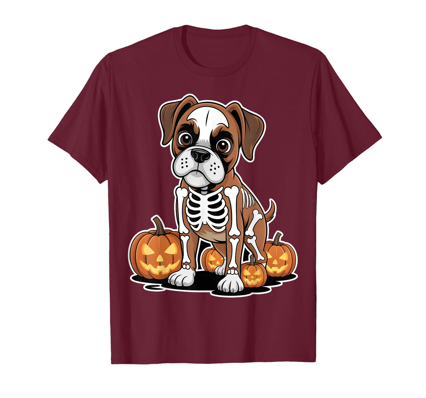 Boxer Dog Skeleton Halloween T-Shirt